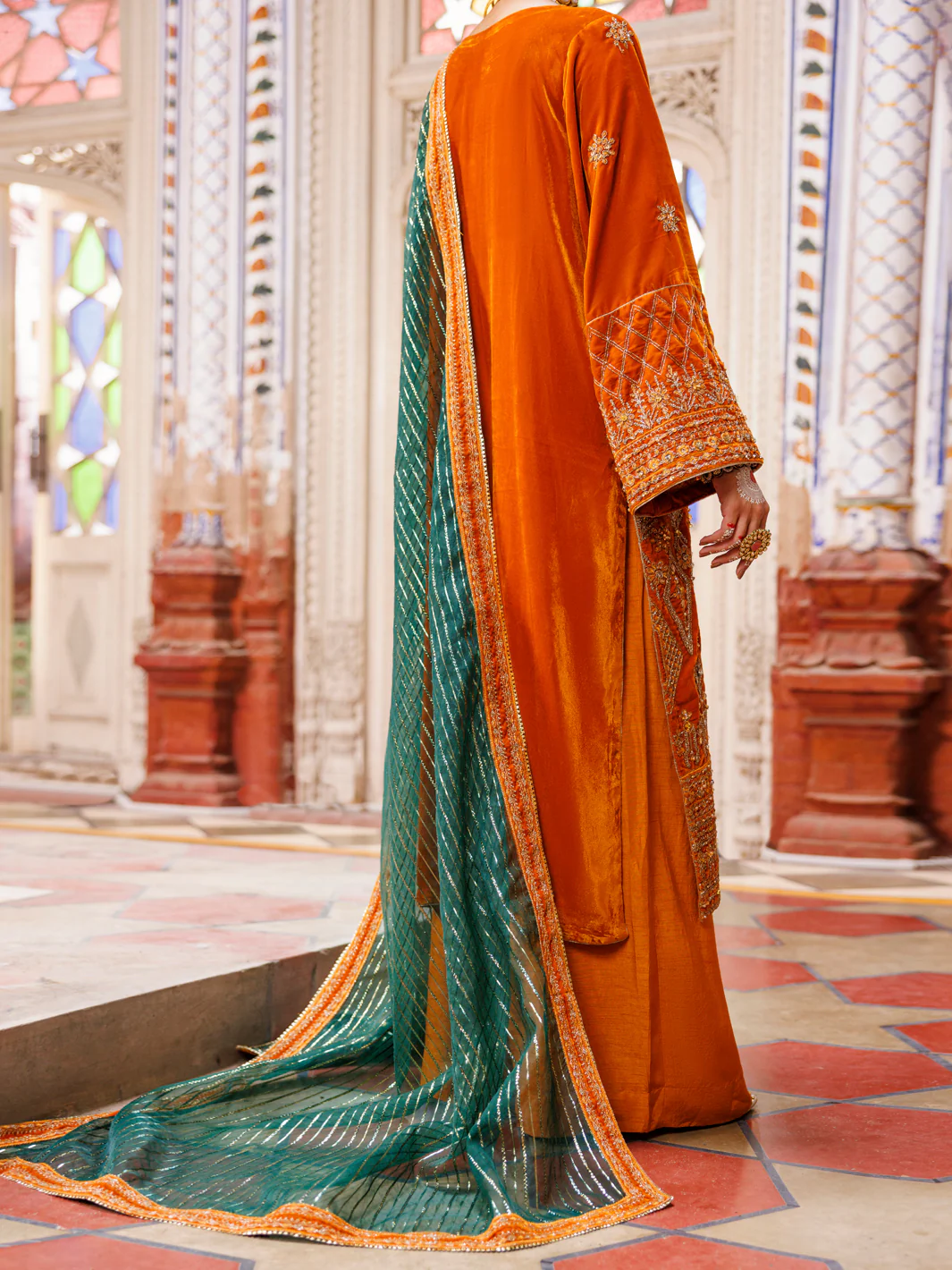 Mustard Velvet Formal 3Pc Stitched - AL-3PS-LS-496 - Image 2