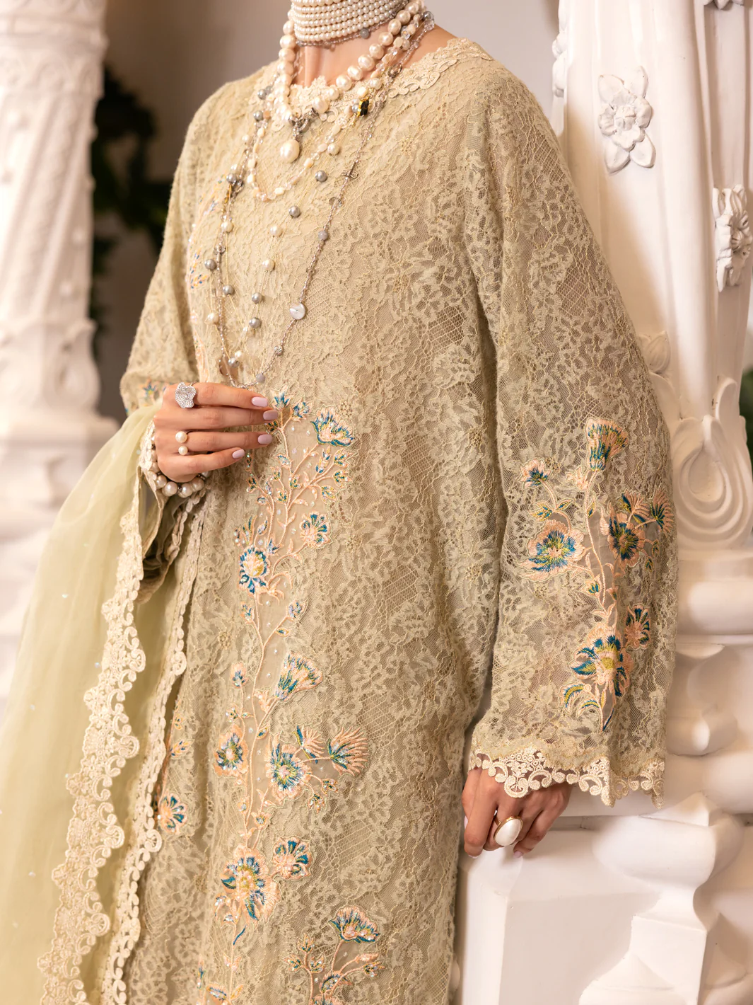 Pistachio Green Poly Shiffly Formal 3Pc Stitched - AL-3PS-LS-507 - Image 3