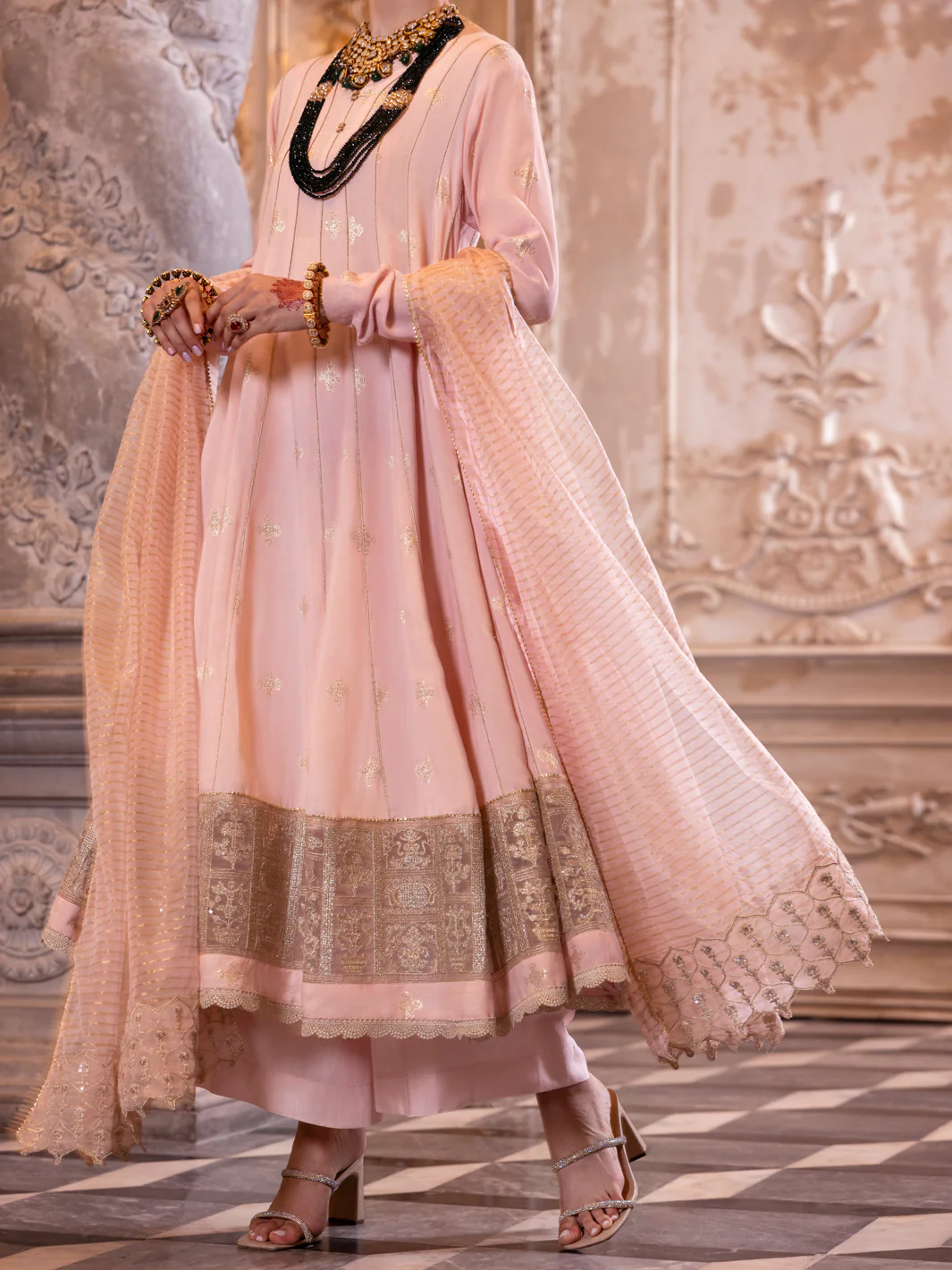Light Pink Viscose Lurex Formal 3Pc Stitched - AL-3PS-LS-513 - Image 3