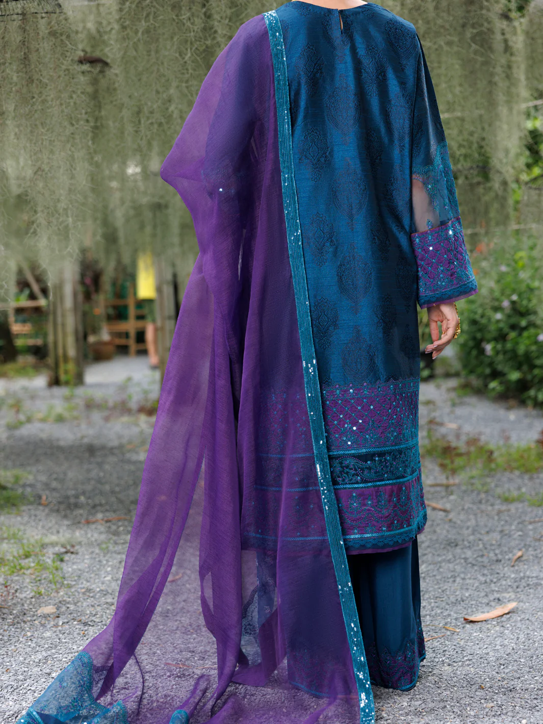 Teal Raw Silk Formal 3Pc Stitched - AL-3PS-LS-522 - Image 2