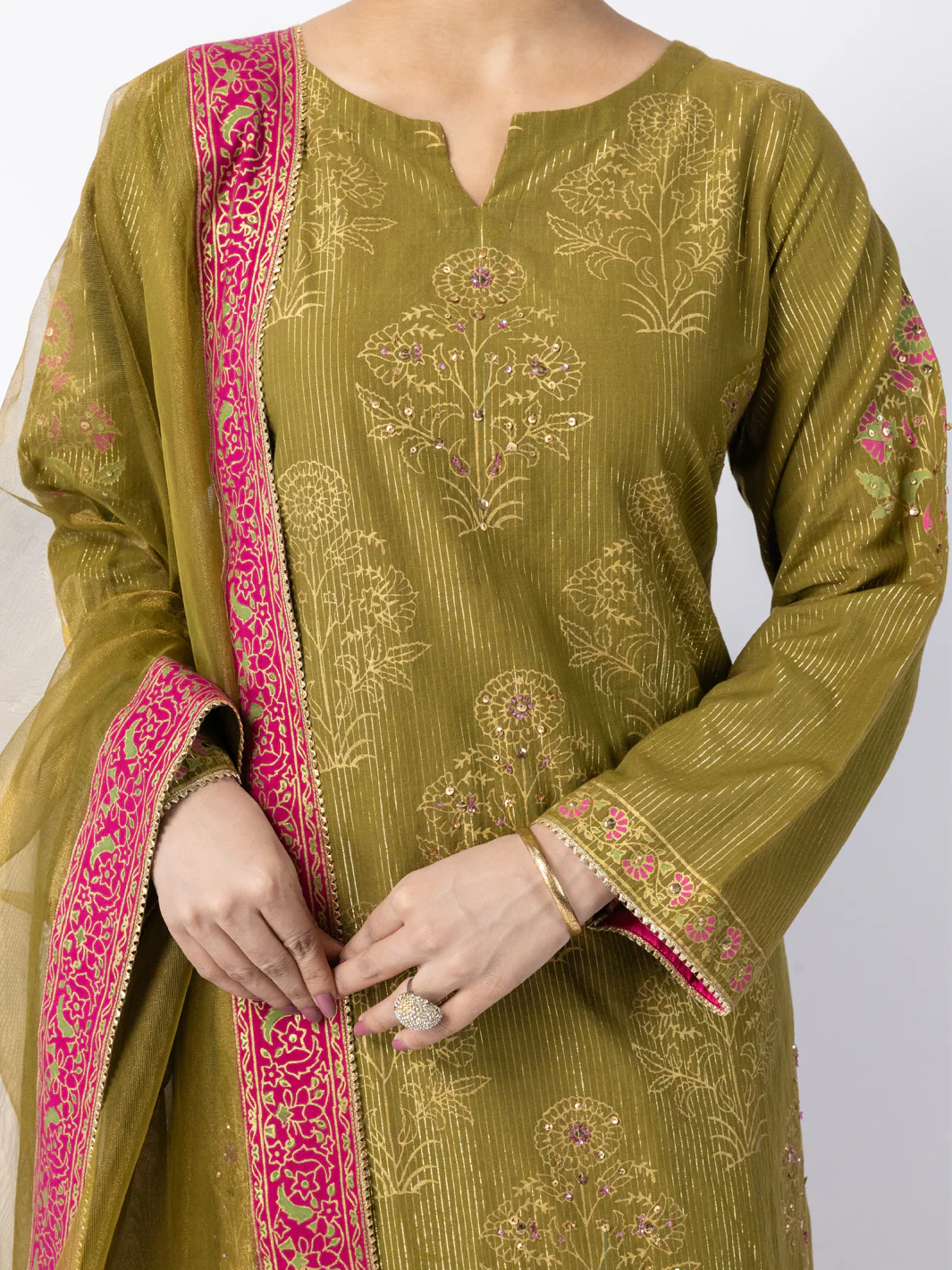 Green Lurex Formal 3Pc Stitched - AL-3PS-LS-564 - Image 3