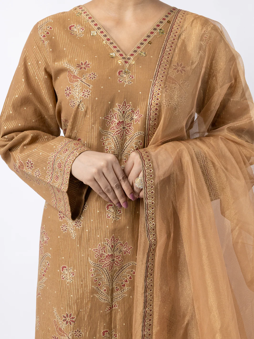 Golden Lurex Formal 3Pc Stitched - AL-3PS-LS-566 - Image 3