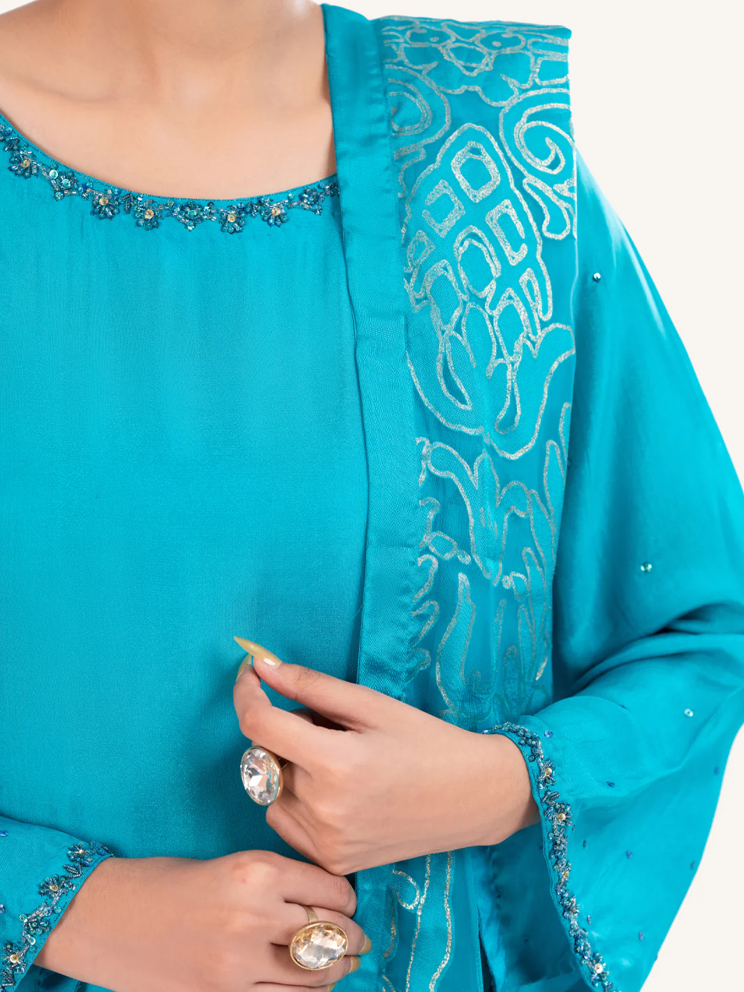 Sea Green Sheesha Silk Formal 3Pc Stitched - AL-3PS-LS-579 - Image 5