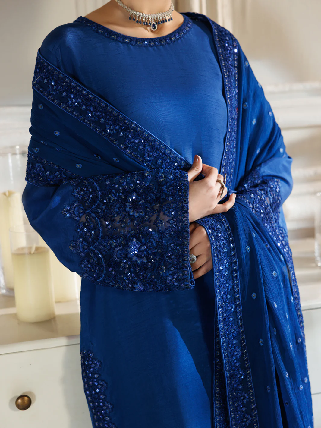 Royal Blue Raw Silk Formal 3Pc Stitched - AL-3PS-LS-597 - Image 7