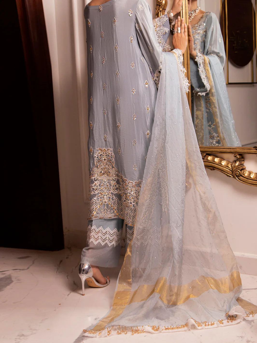 Grey Raw Silk 3Pc Formal Unstitched - AL-3PS-LS-UN-347 - Image 4