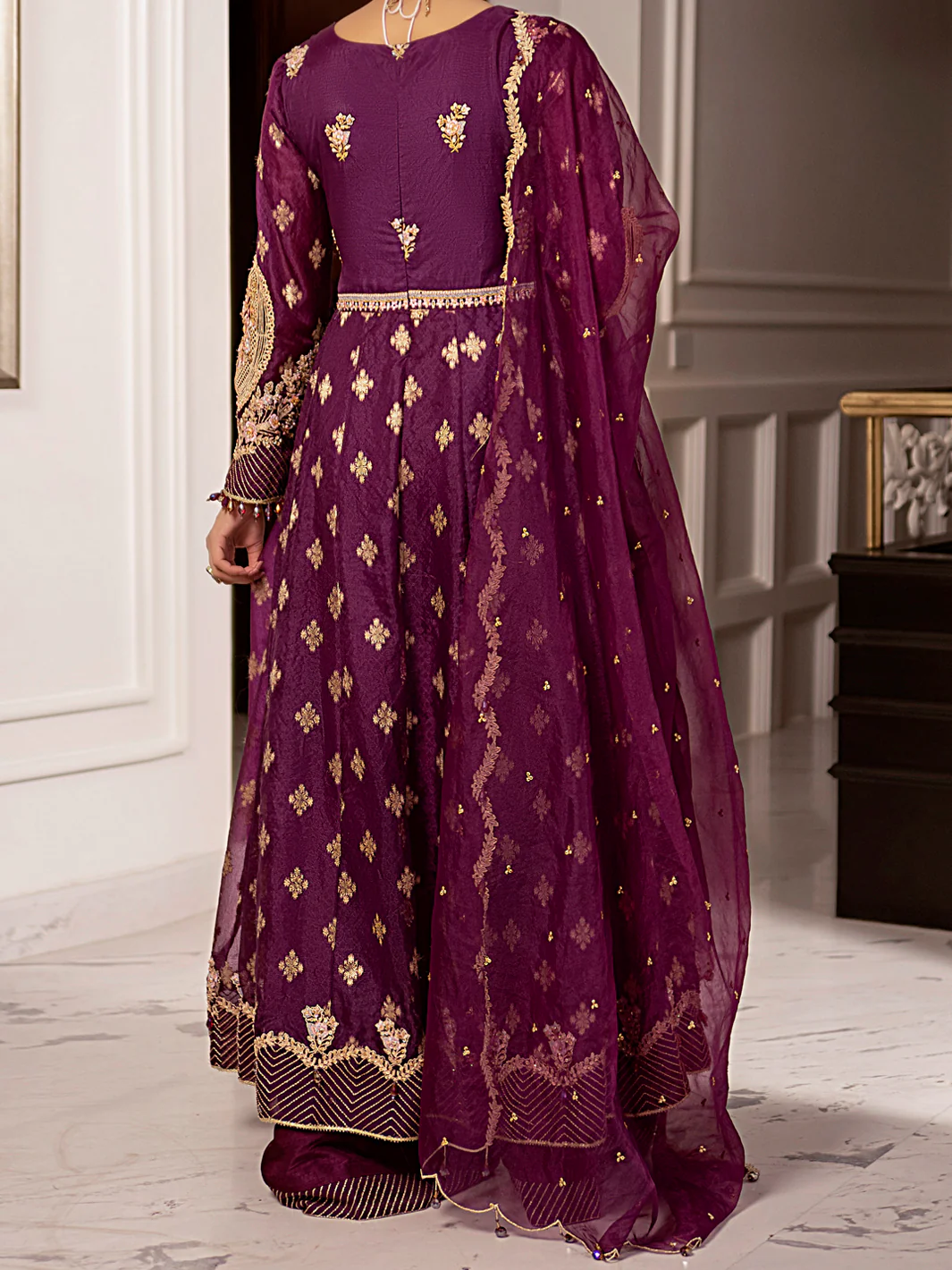 Purple Jacquard-Organza 3Pc Formal Unstitched - AL-3PS-LS-UN-348 - Image 4