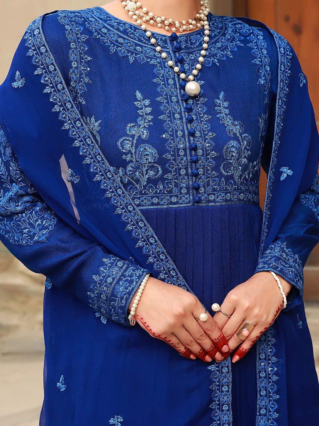 Blue 3Pc  Formal Khaddi Unstitched - AL-3PS-LS-UN-368 - Image 4