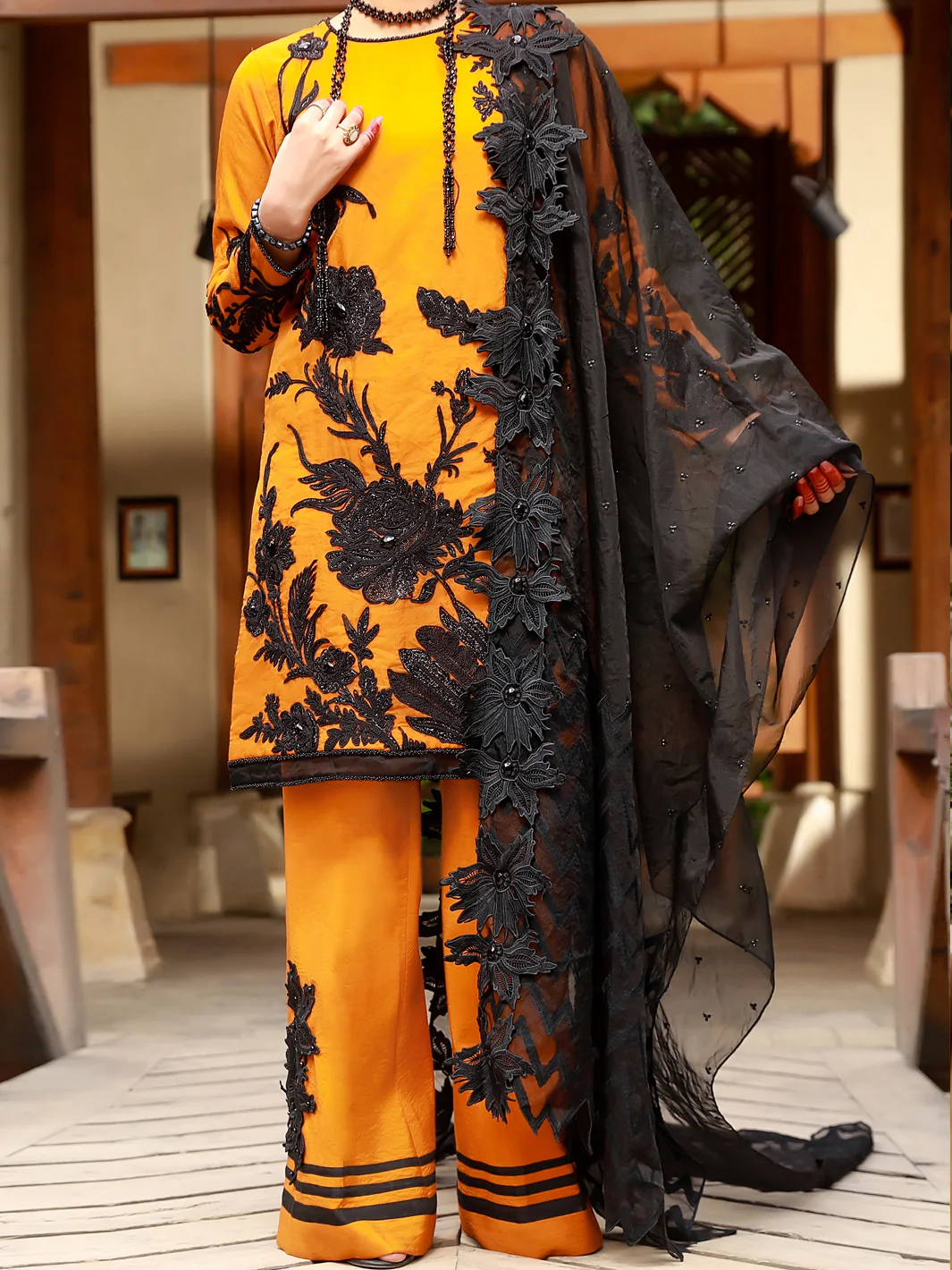 Mustard 3Pc Formal Unstitched - AL-3PS-LS-UN-377 - Image 2