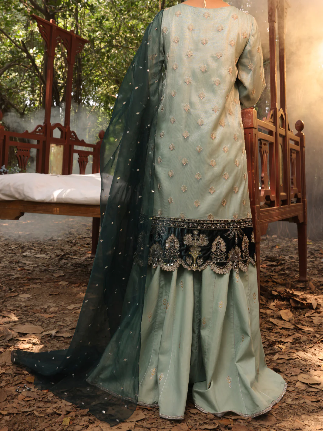 Ice Blue Net 3Pc Formal Unstitched - AL-3PS-LS-UN-392 - Image 2