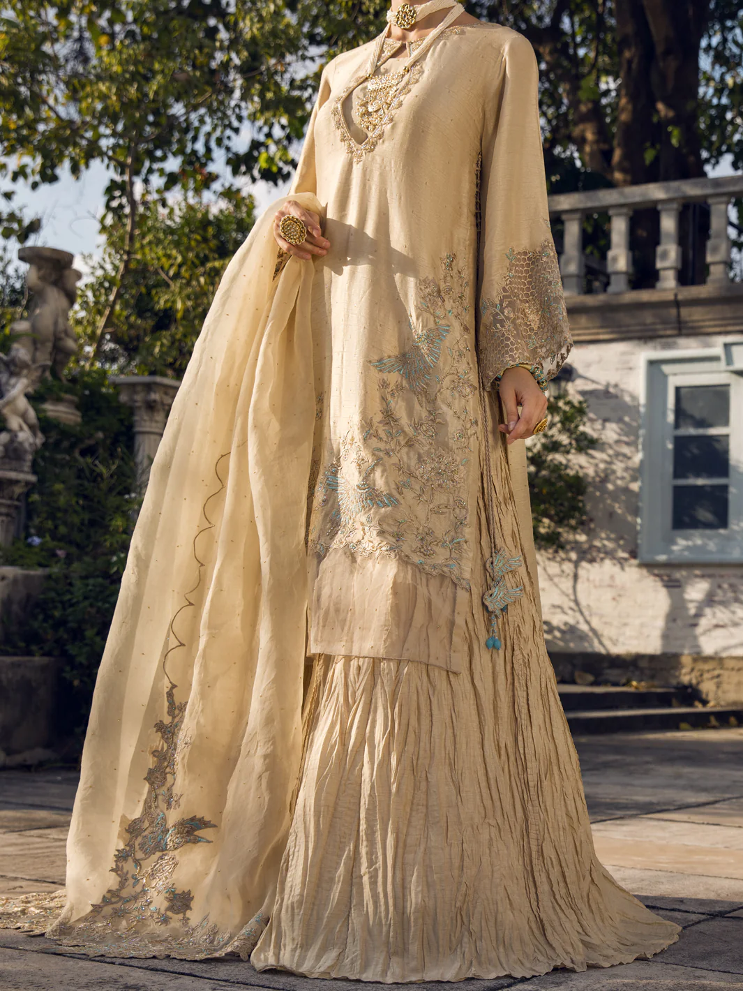 Beige Dola Silk 3Pc Formal Unstitched - AL-3PS-LS-UN-399