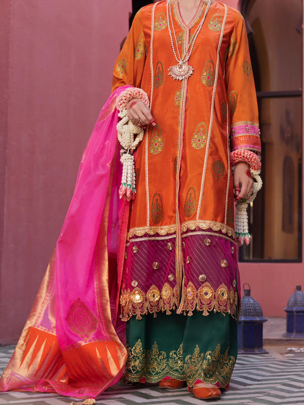 Orange Formal 3Pc Unstitched - AL-3PS-LS-UN-413