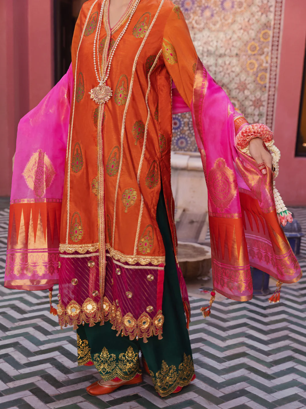 Orange Formal 3Pc Unstitched - AL-3PS-LS-UN-413 - Image 4