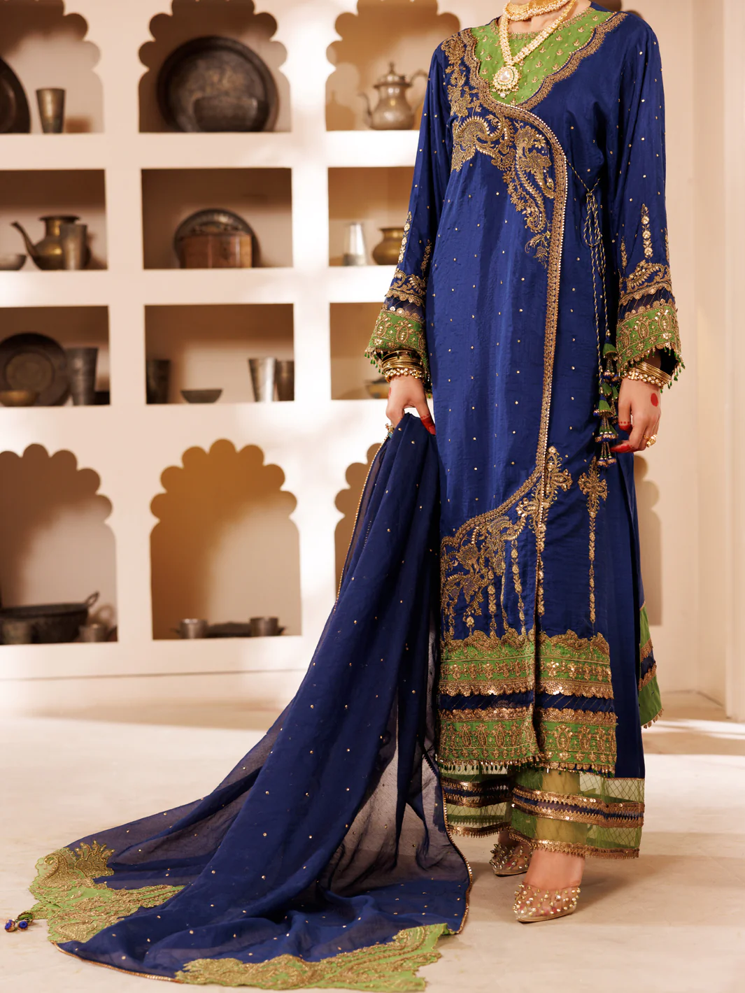 Blue Raw Silk 3Pc Formal Unstitched - AL-3PS-LS-UN-455