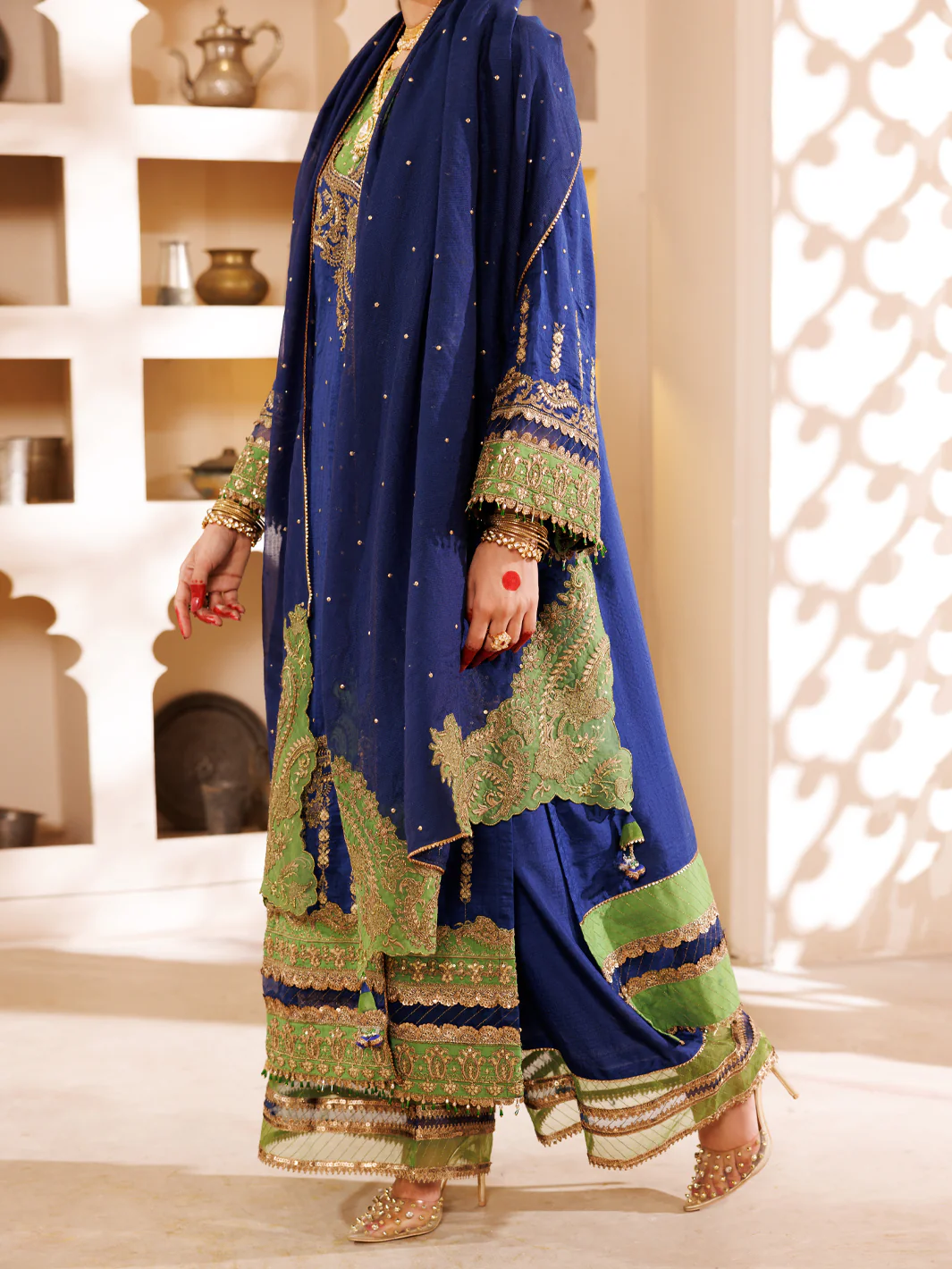 Blue Raw Silk 3Pc Formal Unstitched - AL-3PS-LS-UN-455 - Image 2