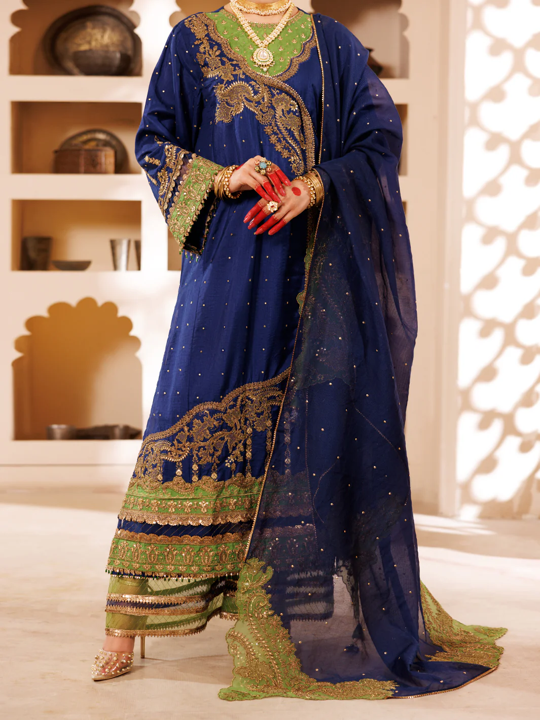 Blue Raw Silk 3Pc Formal Unstitched - AL-3PS-LS-UN-455 - Image 3