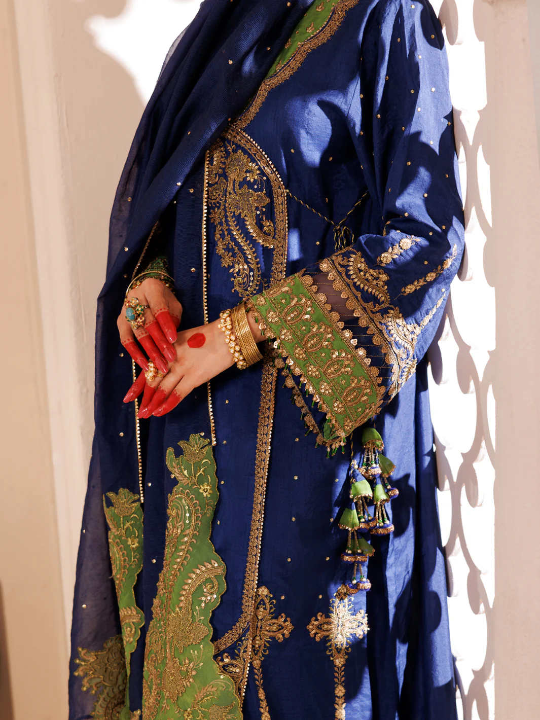 Blue Raw Silk 3Pc Formal Unstitched - AL-3PS-LS-UN-455 - Image 4