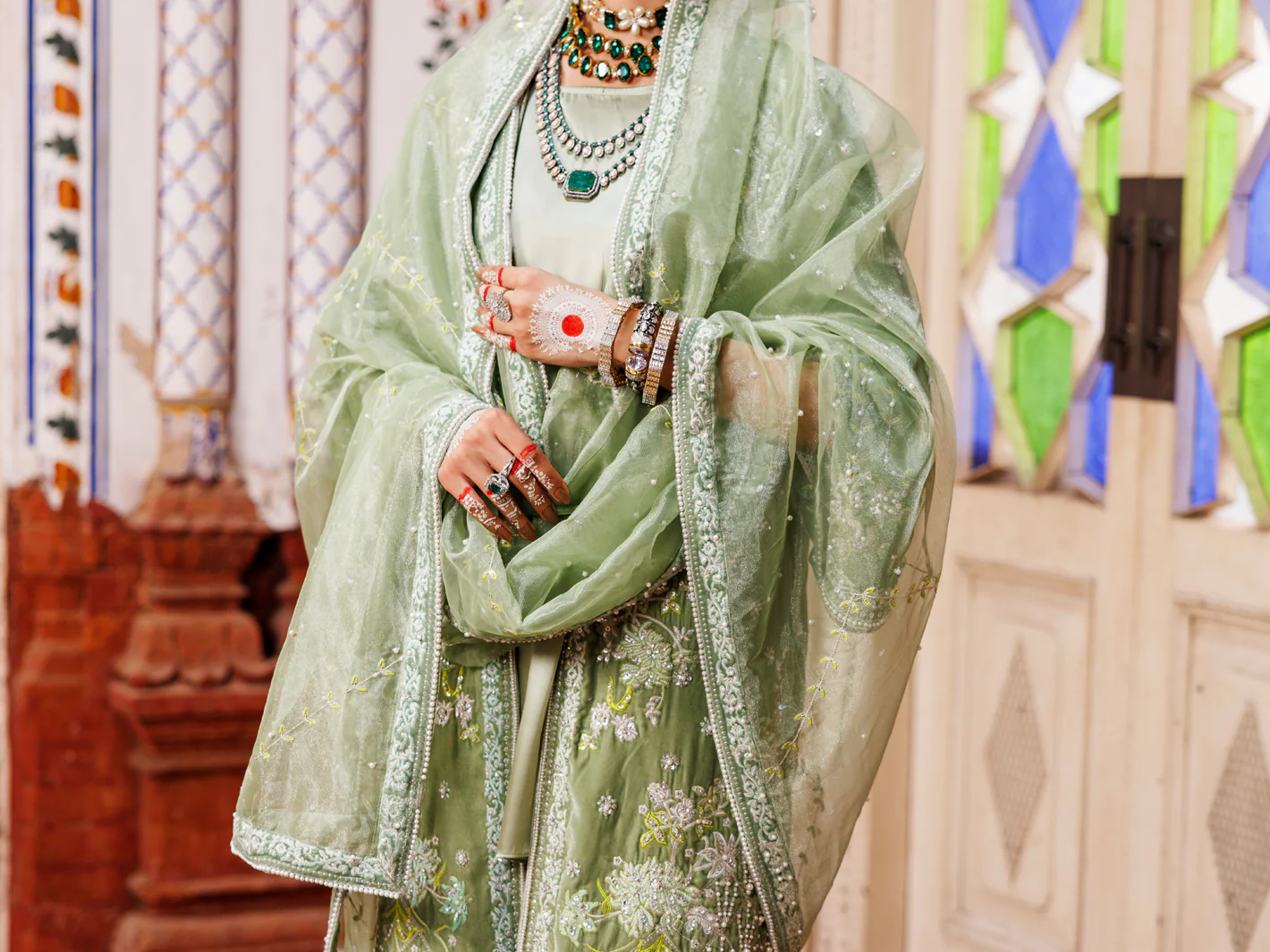 Pistachio Green Velvet Formal 3Pc Unstitched - AL-3PS-LS-UN-497 - Image 4