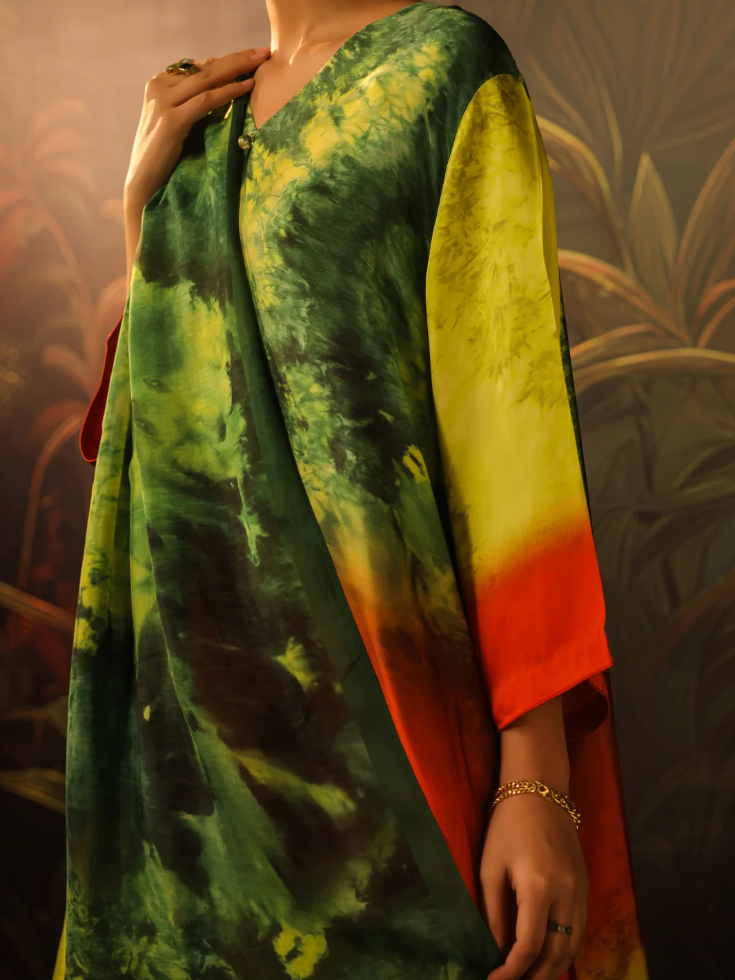 Green Silk Formal 3Pc Stitched - AL-3PS-SS-LS-583 - Image 2
