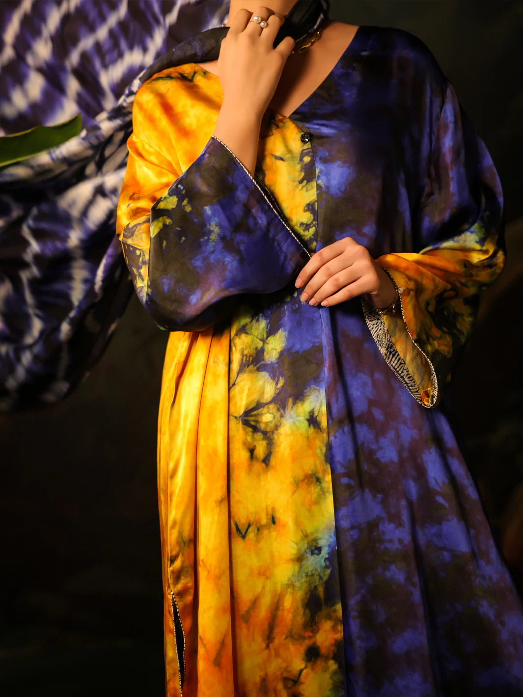 Blue Silk Formal 3Pc Stitched - AL-3PS-SS-LS-584 - Image 3