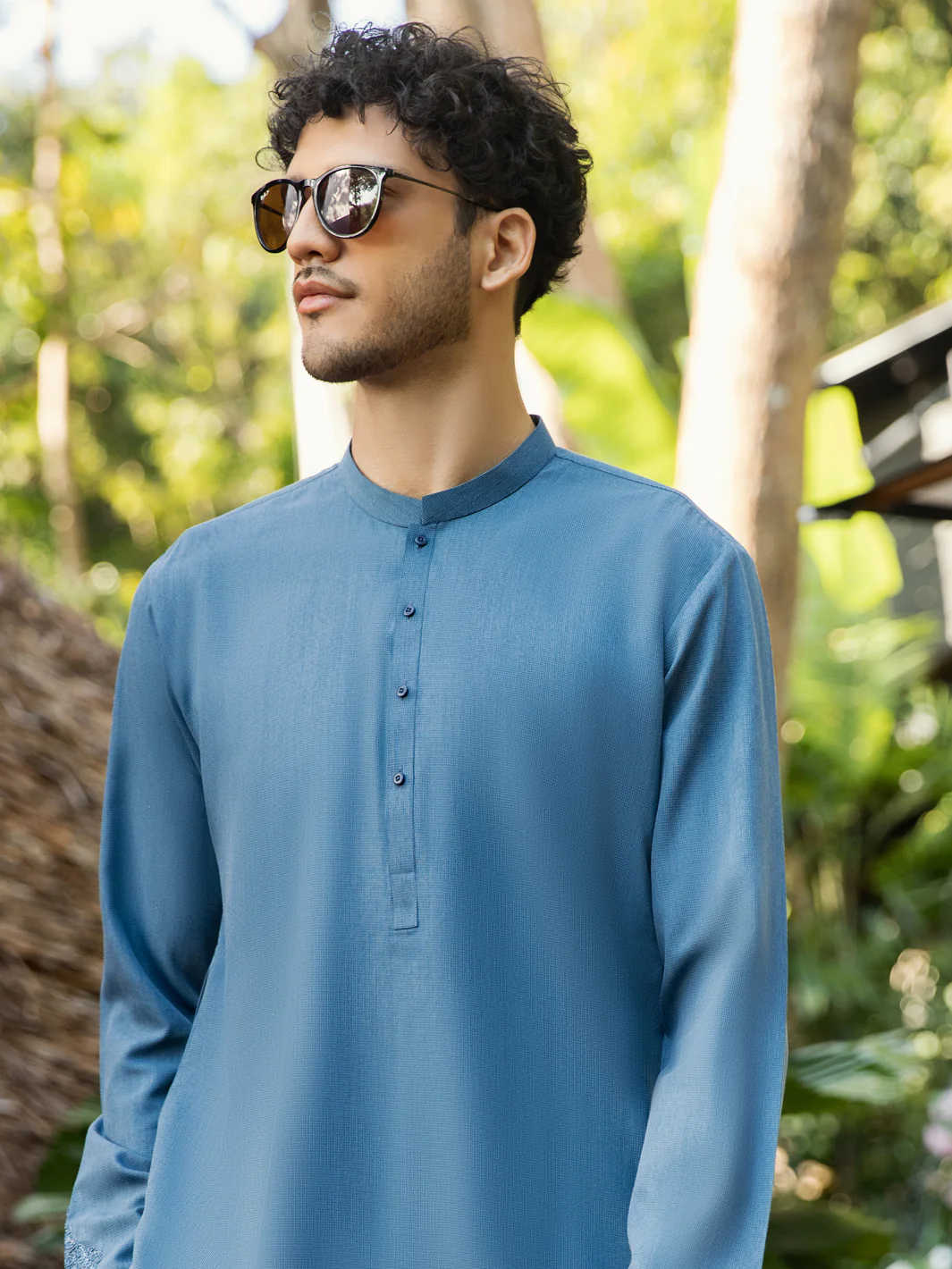 Blue Blended Kurta - AL-K-1009 - Image 2