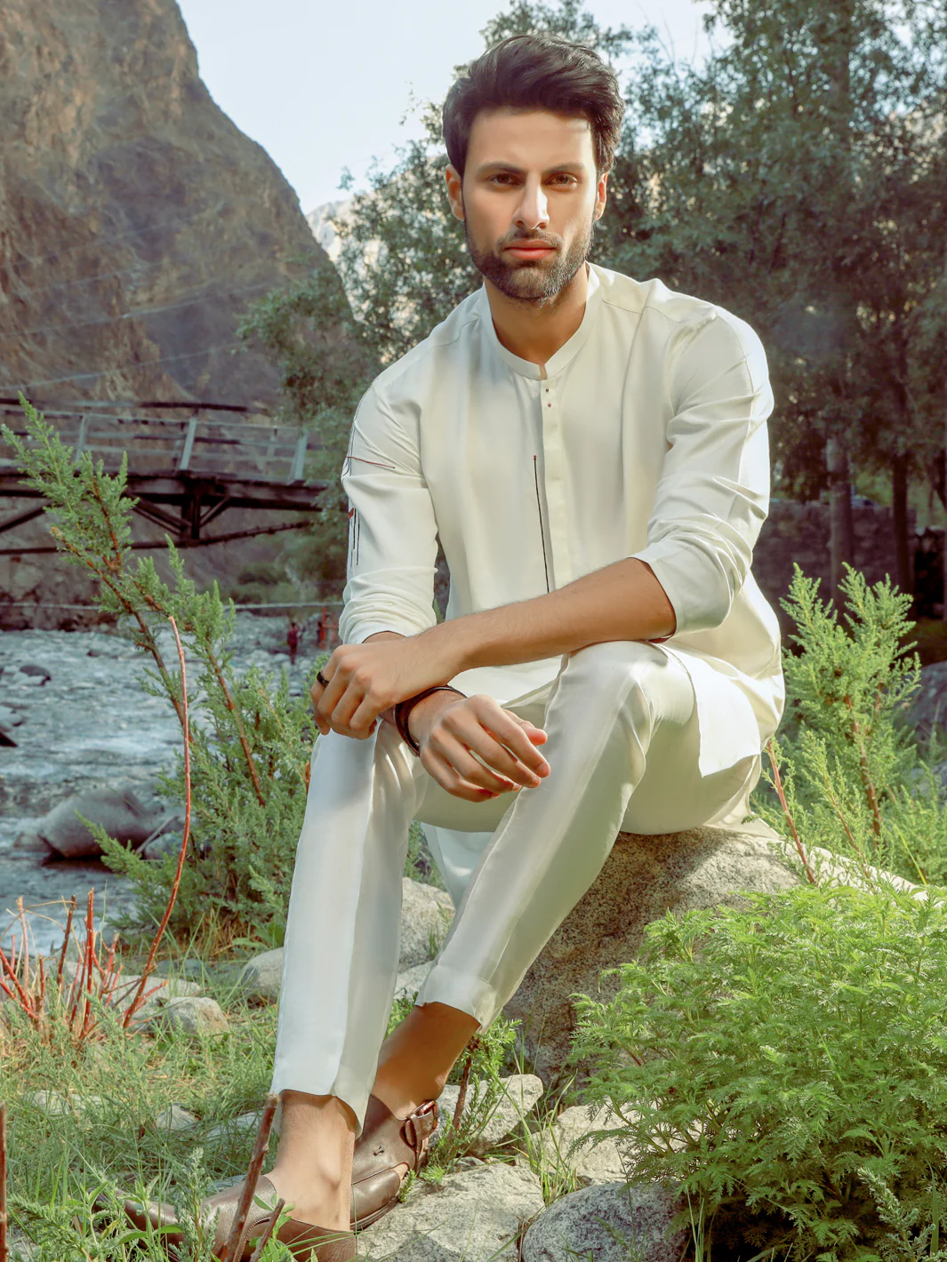 Off White Blended Kurta - AL-K-1030 - Image 4