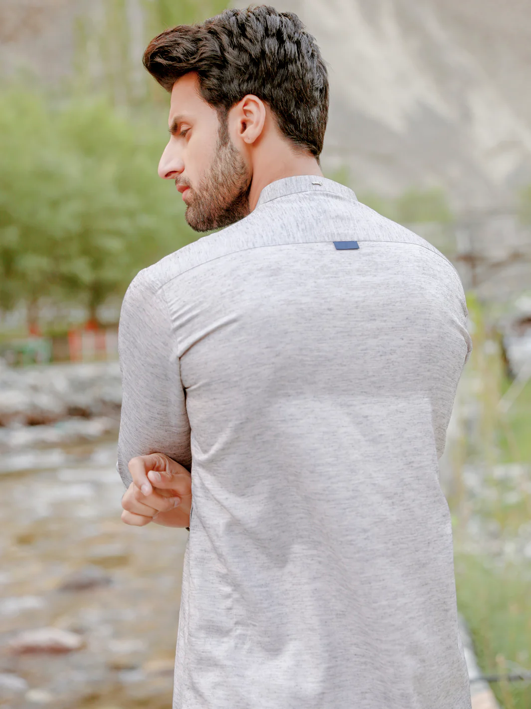 Grey Blended Kurta - AL-K-1034 - Image 3