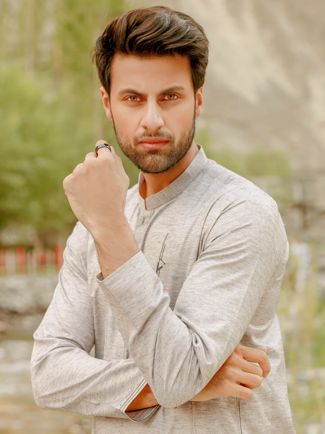 Grey Blended Kurta - AL-K-1034 - Image 4