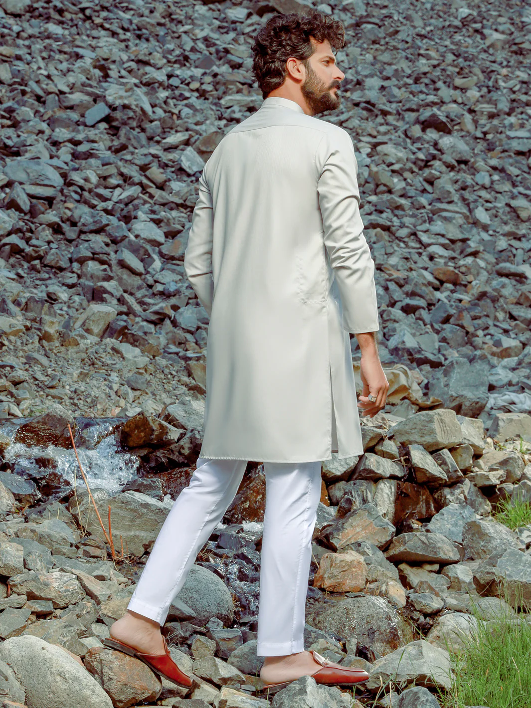 Light Grey Kurta - AL-K-1035 - Image 3