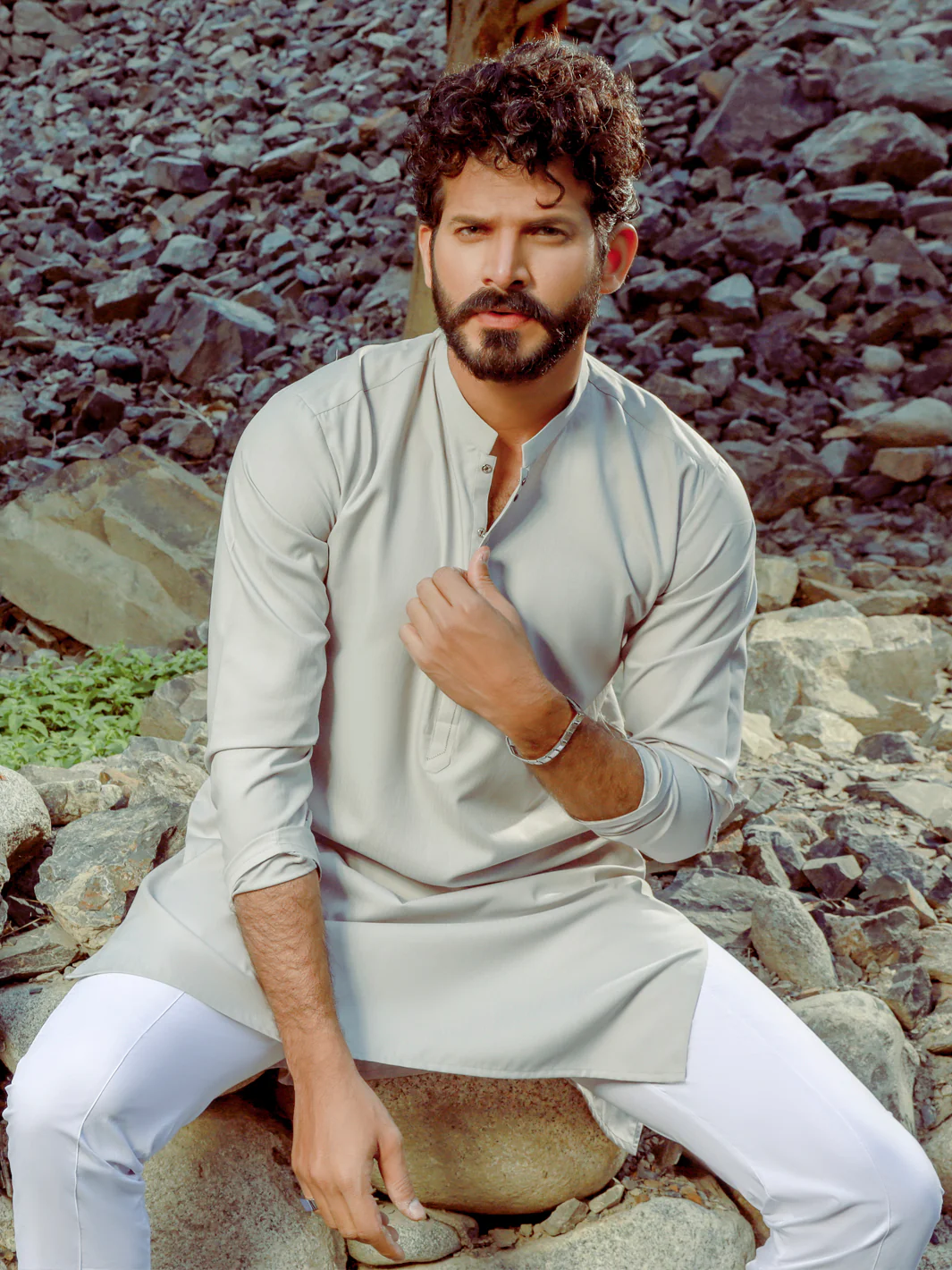 Light Grey Kurta - AL-K-1035 - Image 4