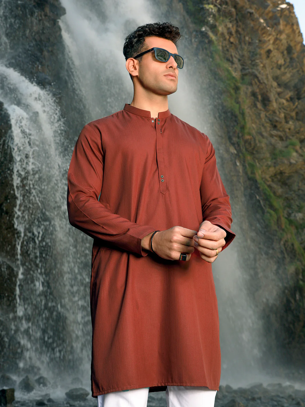 Red Blended Kurta - AL-K-1038 - Image 4