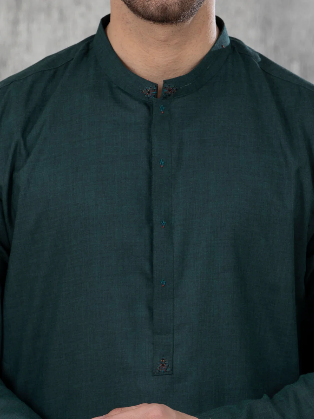 Green Blended Kurta - AL-K-1048 - Image 3