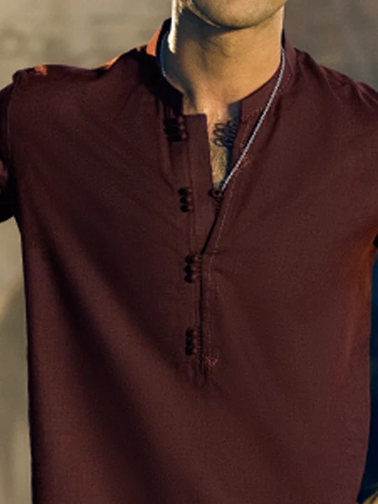 Maroon Blended Kurta - AL-K-1051 - Image 5