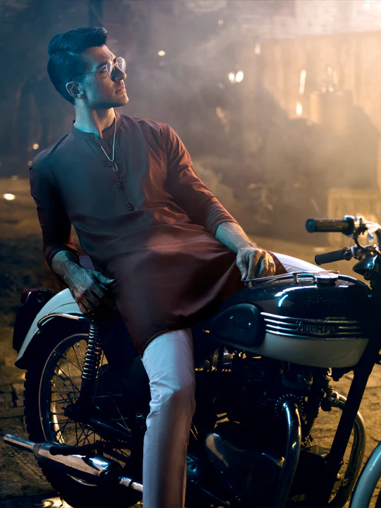 Maroon Blended Kurta - AL-K-1051 - Image 7