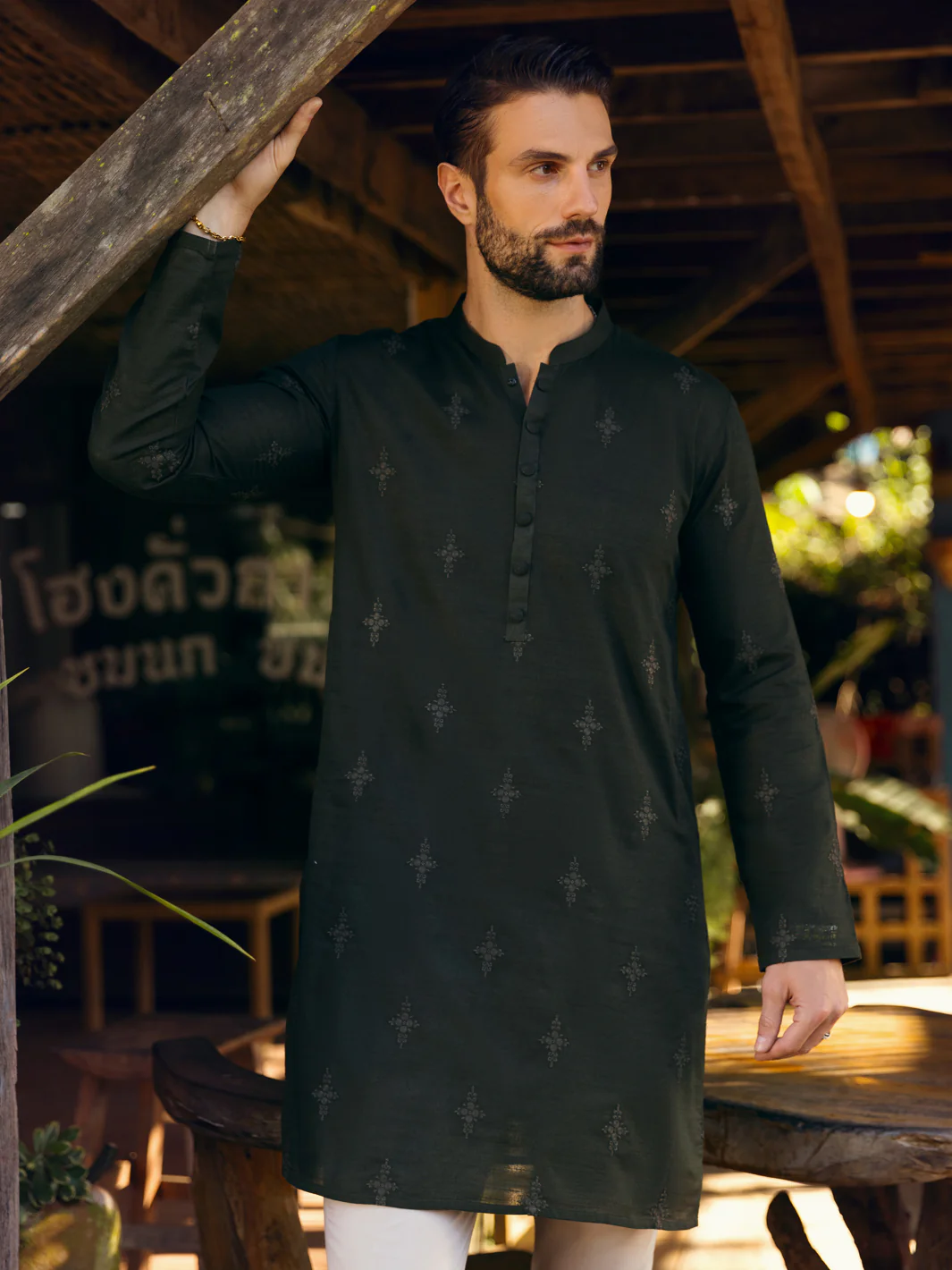 Green Kurta - AL-K-1063B - Image 3