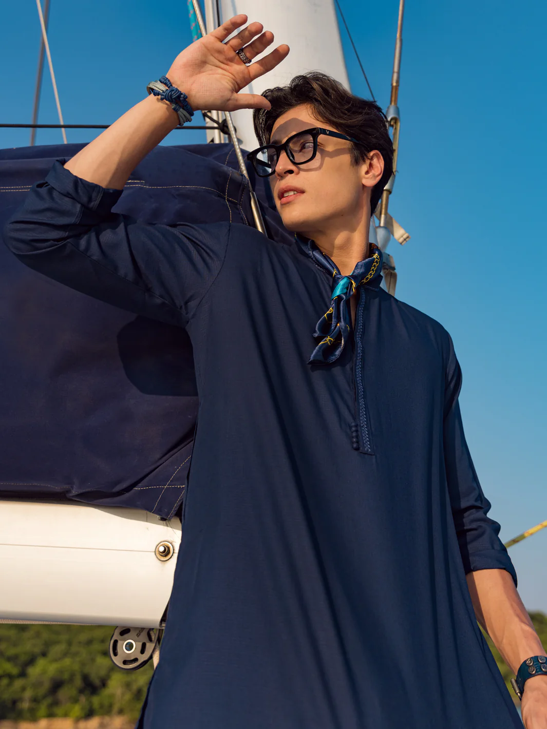Dark Blue Kurta - AL-K-1068D - Image 3