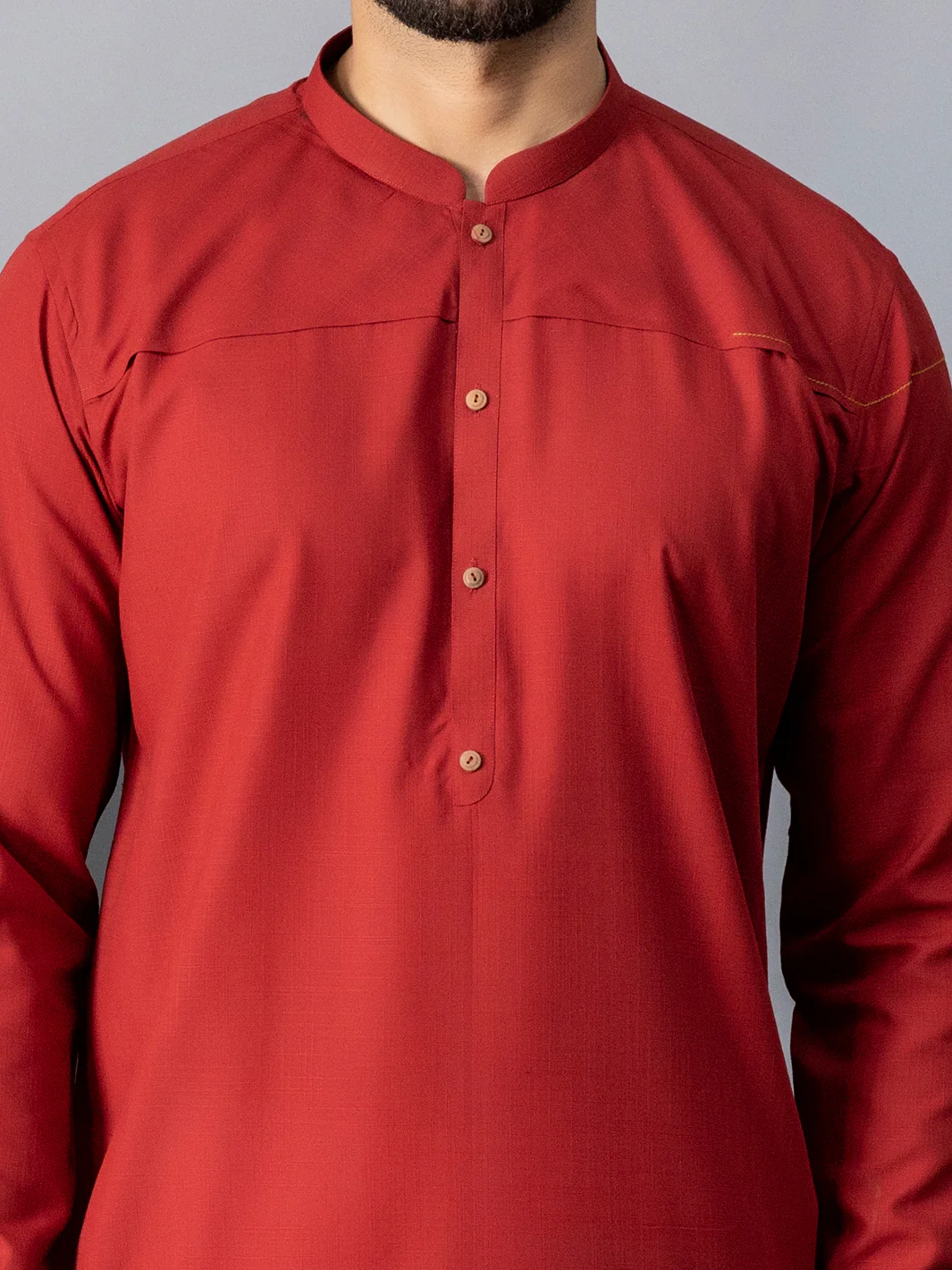 Red Blended Kurta - AL-K-1070A - Image 5