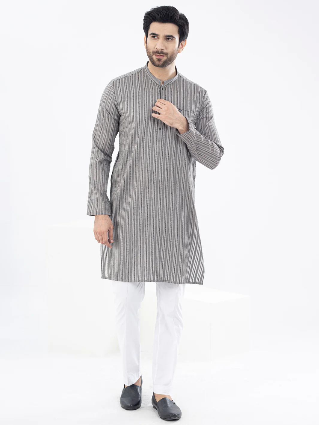 Grey Kurta - AL-K-1076
