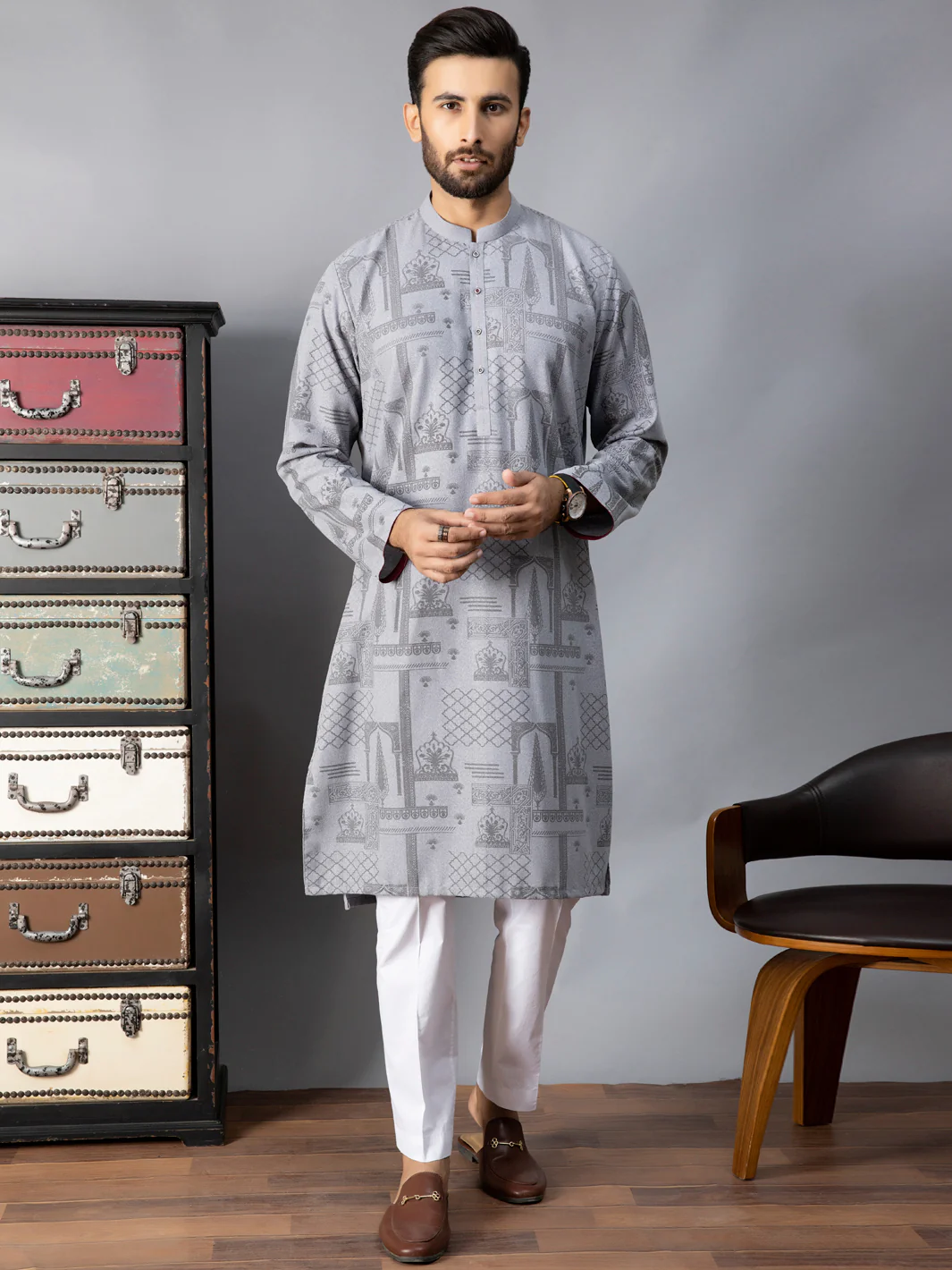 Light Grey Kurta - AL-K-1081