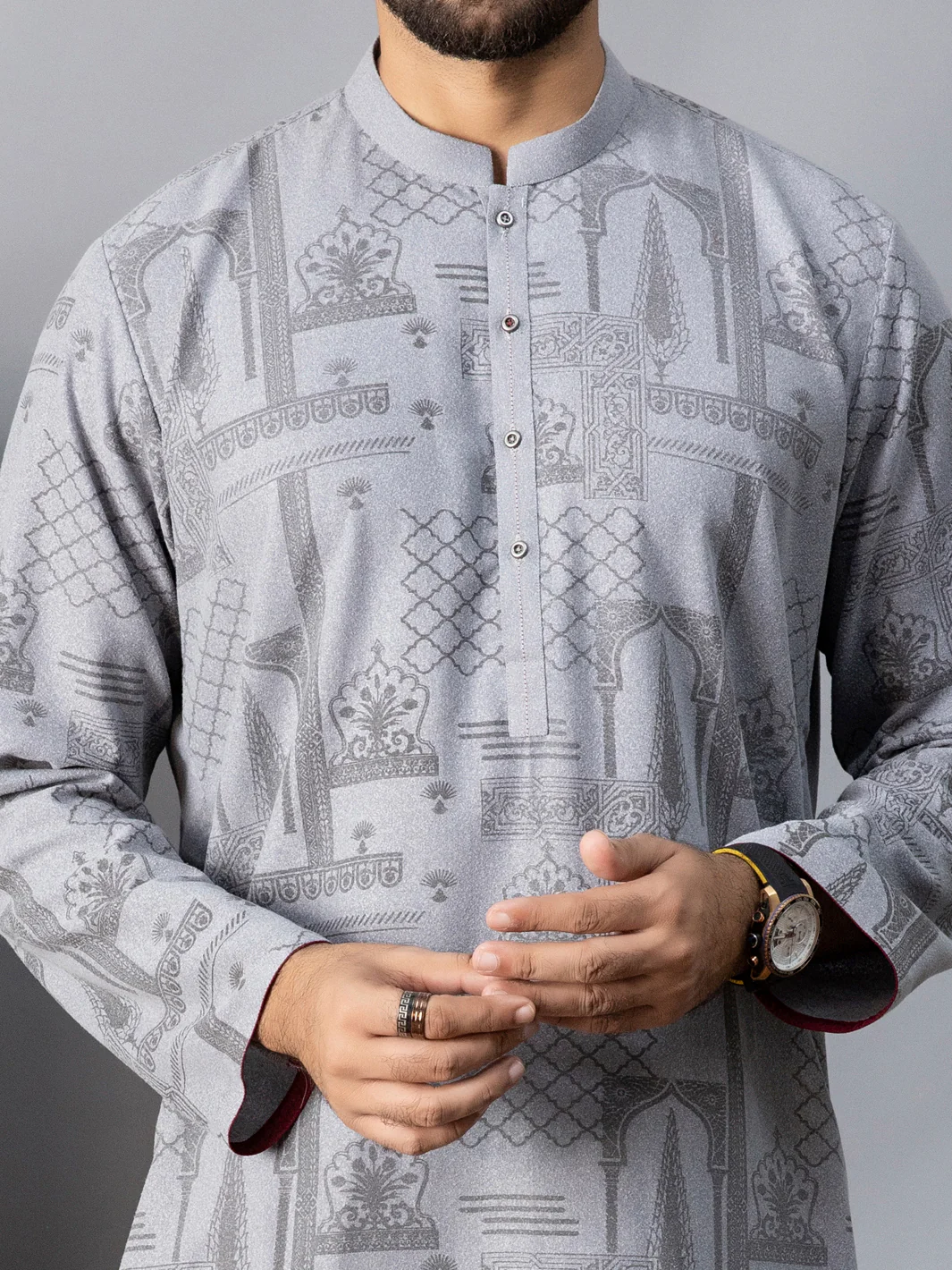 Light Grey Kurta - AL-K-1081 - Image 2