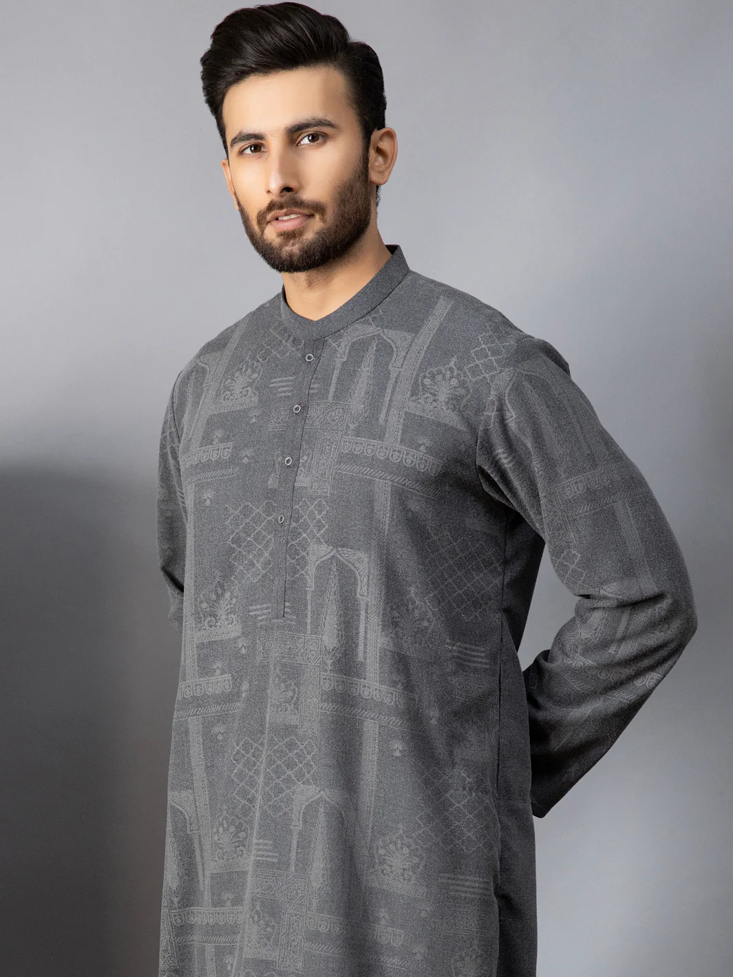 Dark Grey Kurta - AL-K-1083 - Image 3