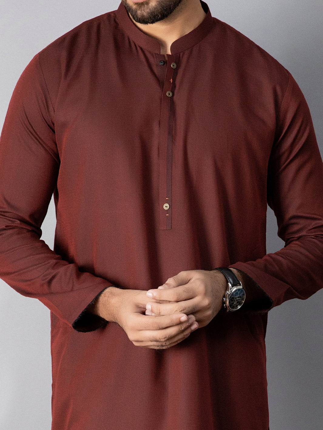 Maroon Blended Kurta - AL-K-1085B - Image 2