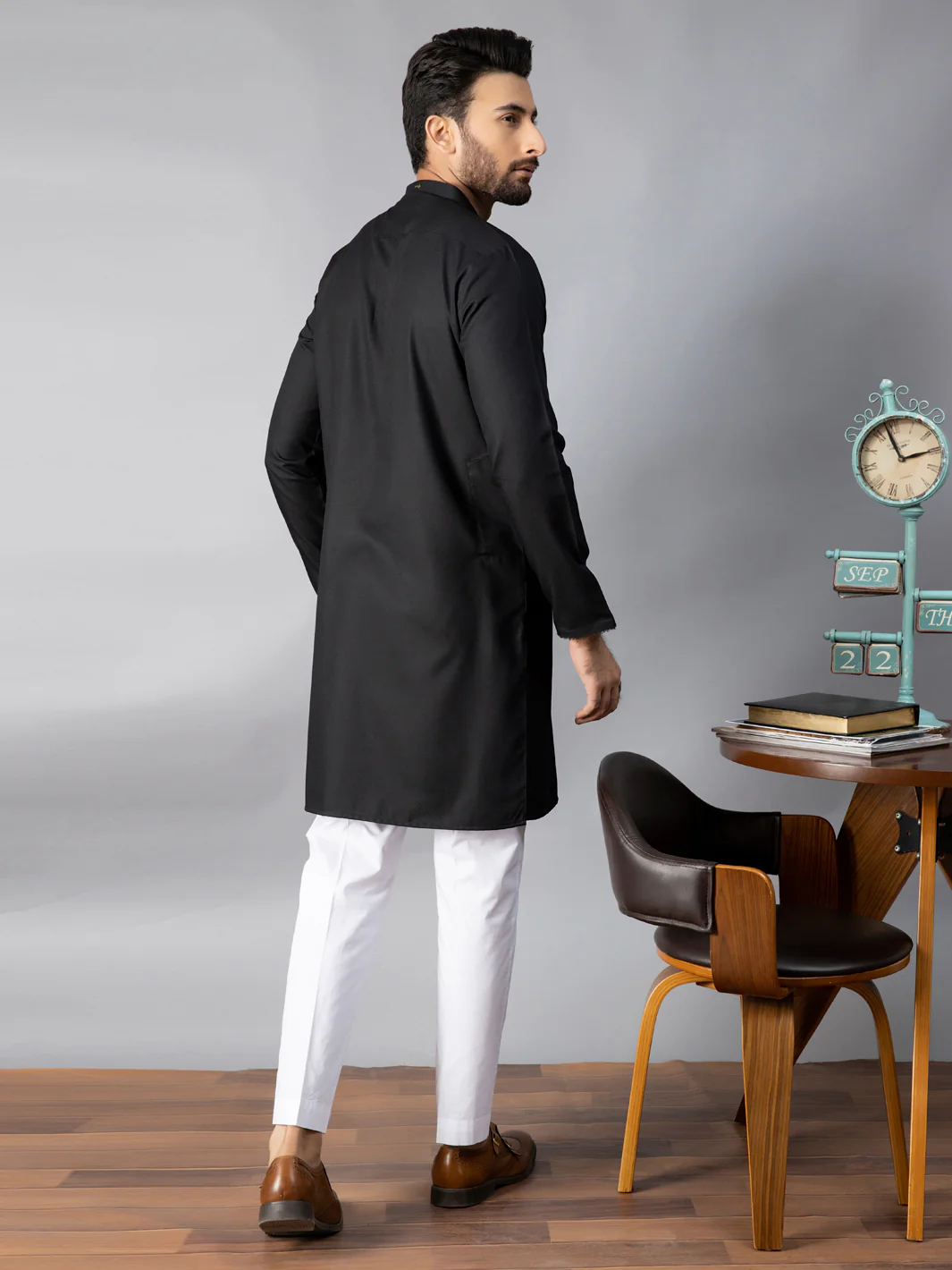 Black Kurta - AL-K-1085E - Image 3