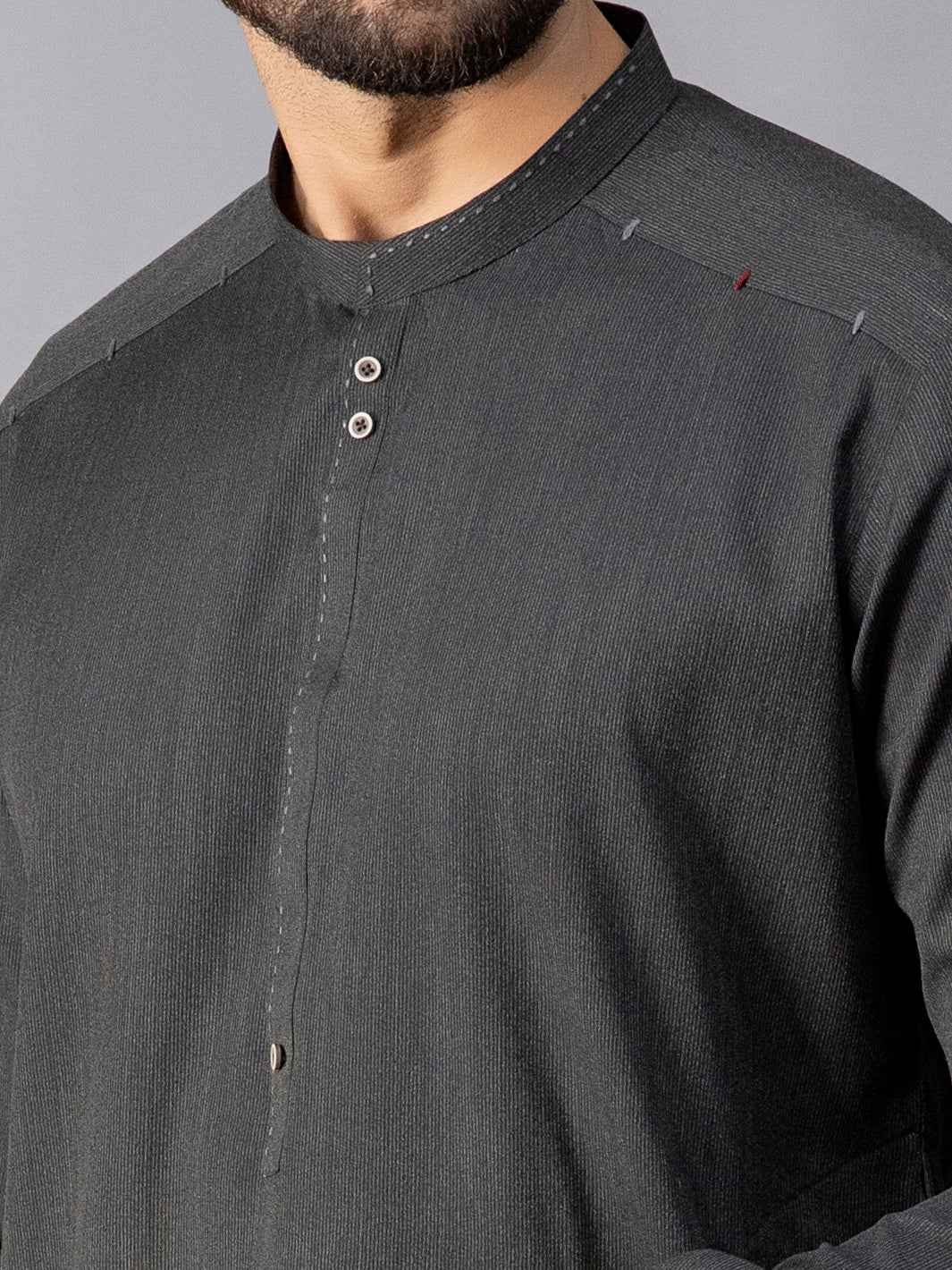 Grey Blended Kurta - AL-K-1086A - Image 2