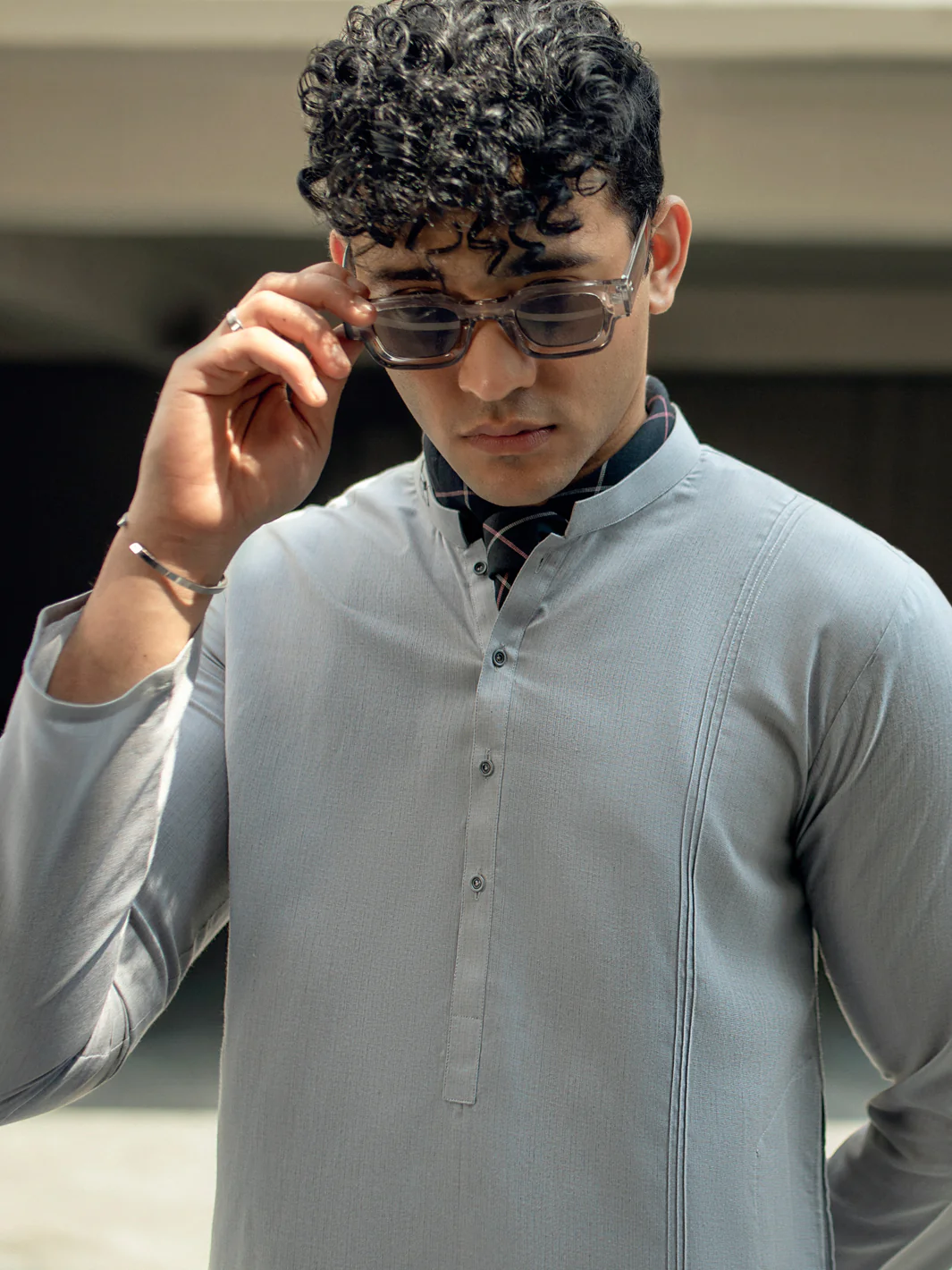 Light Grey Kurta - AL-K-1088 - Image 2