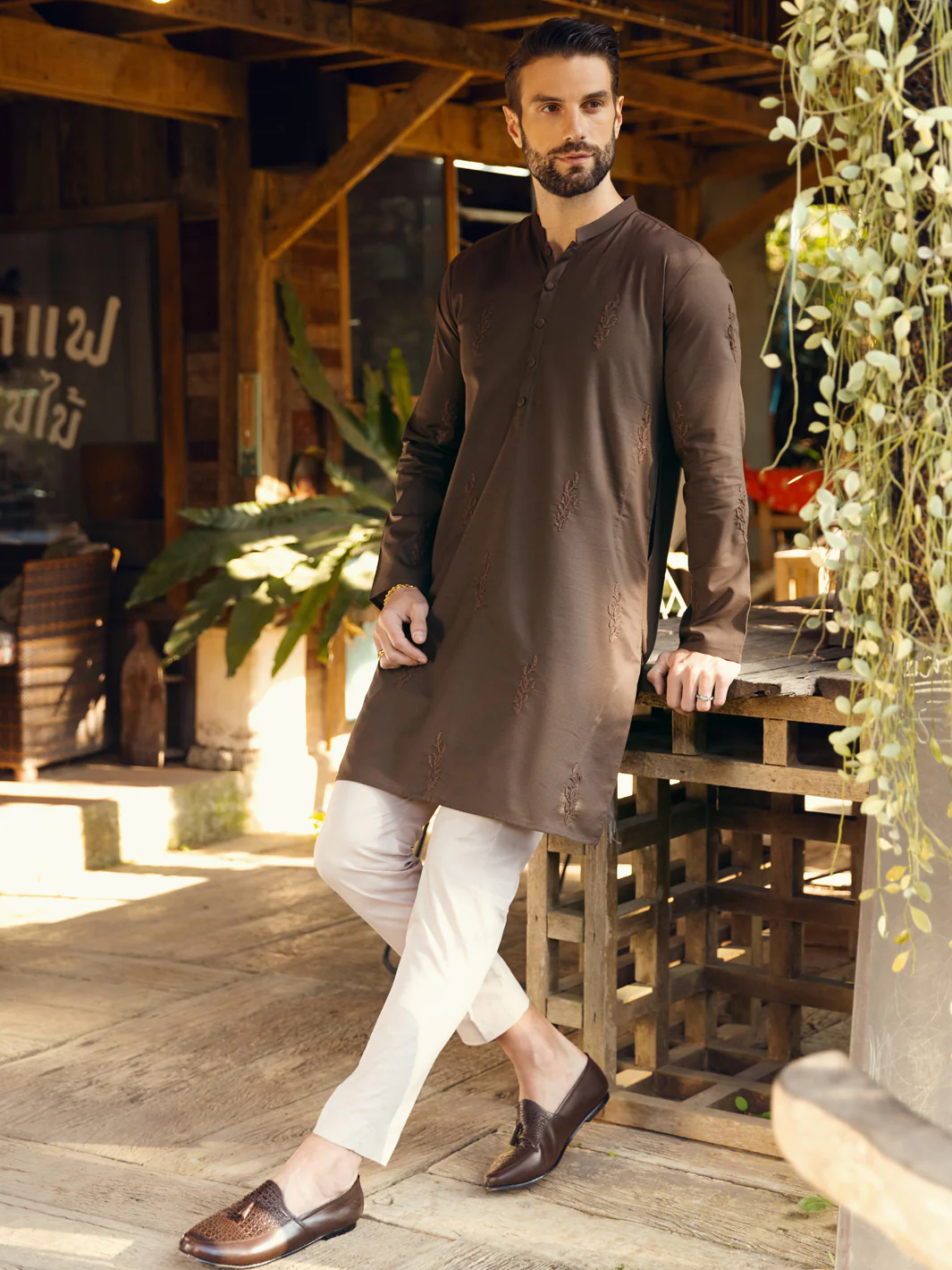 Dark Brown Kurta - AL-K-1103C - Image 3