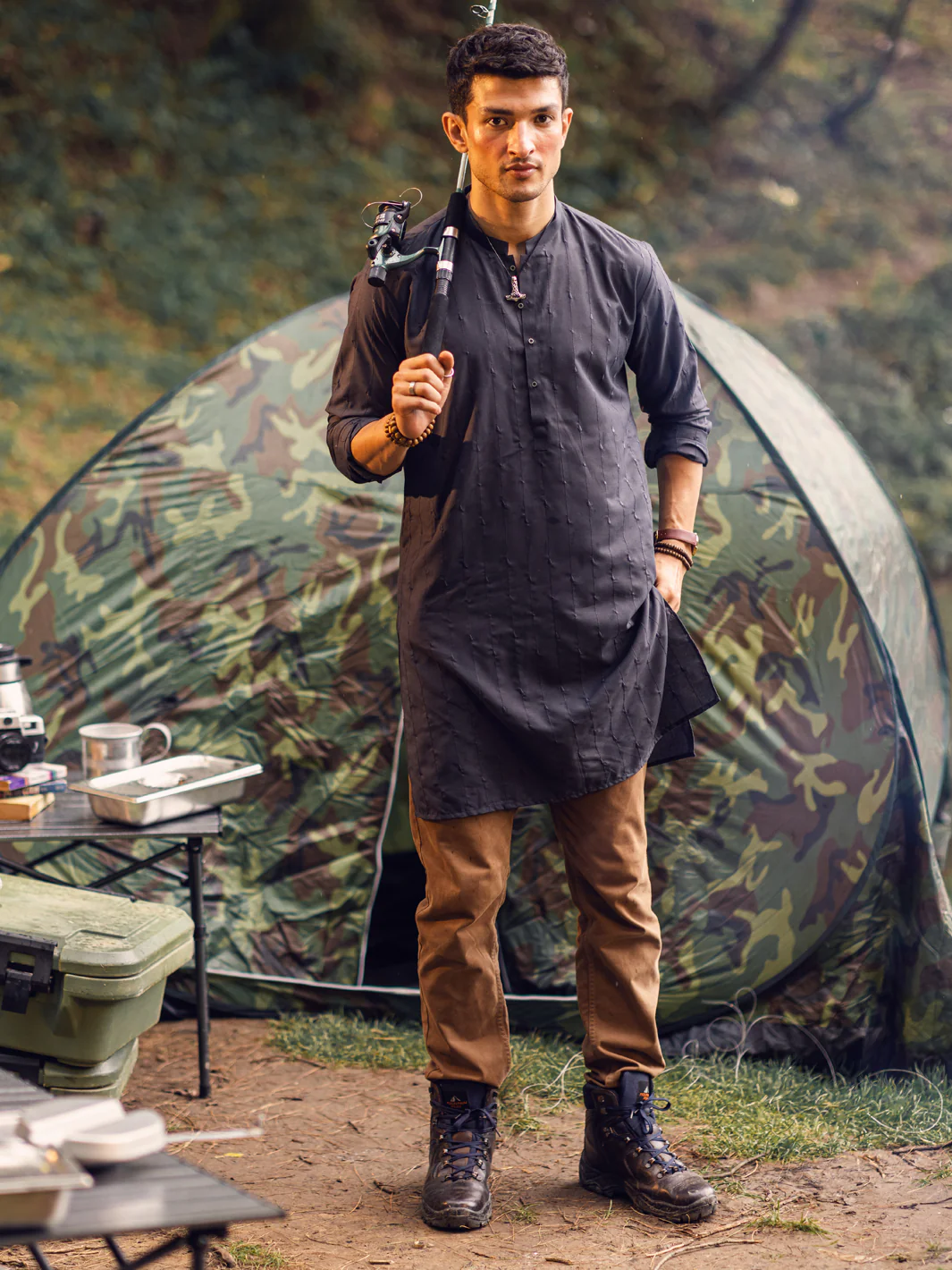 Grey Blended Kurta - AL-K-1112B