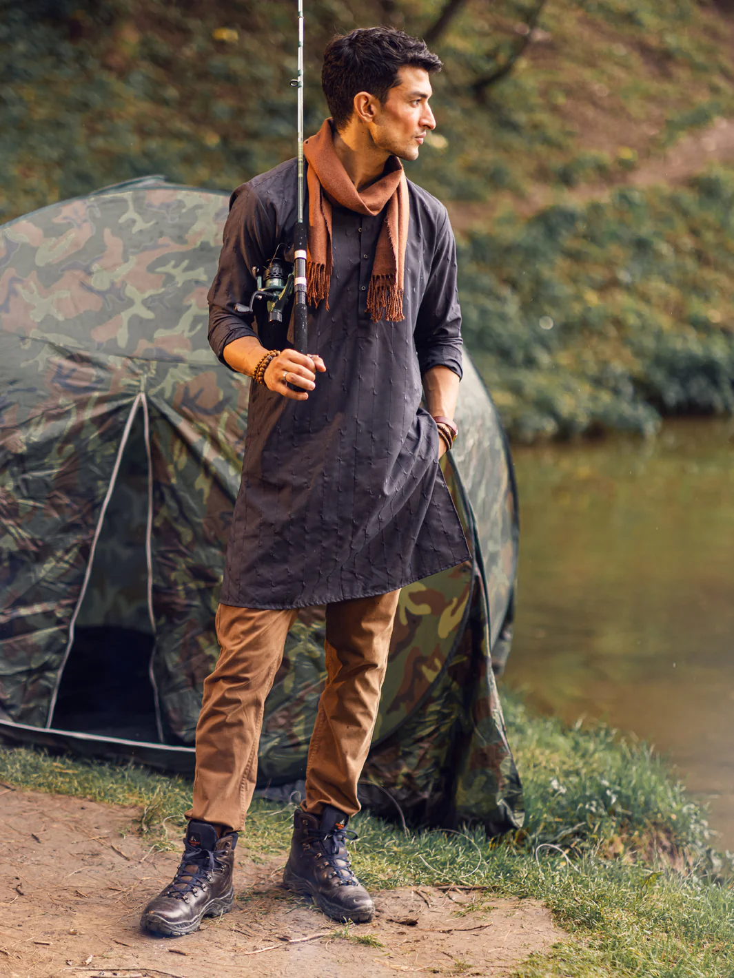Grey Blended Kurta - AL-K-1112B - Image 2