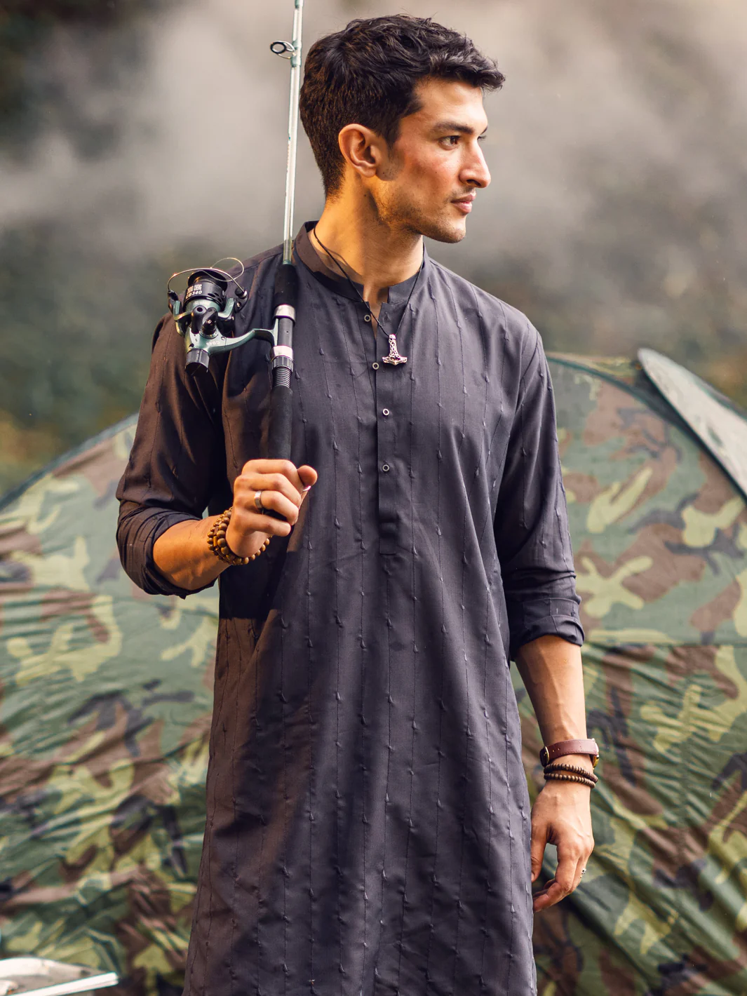 Grey Blended Kurta - AL-K-1112B - Image 3