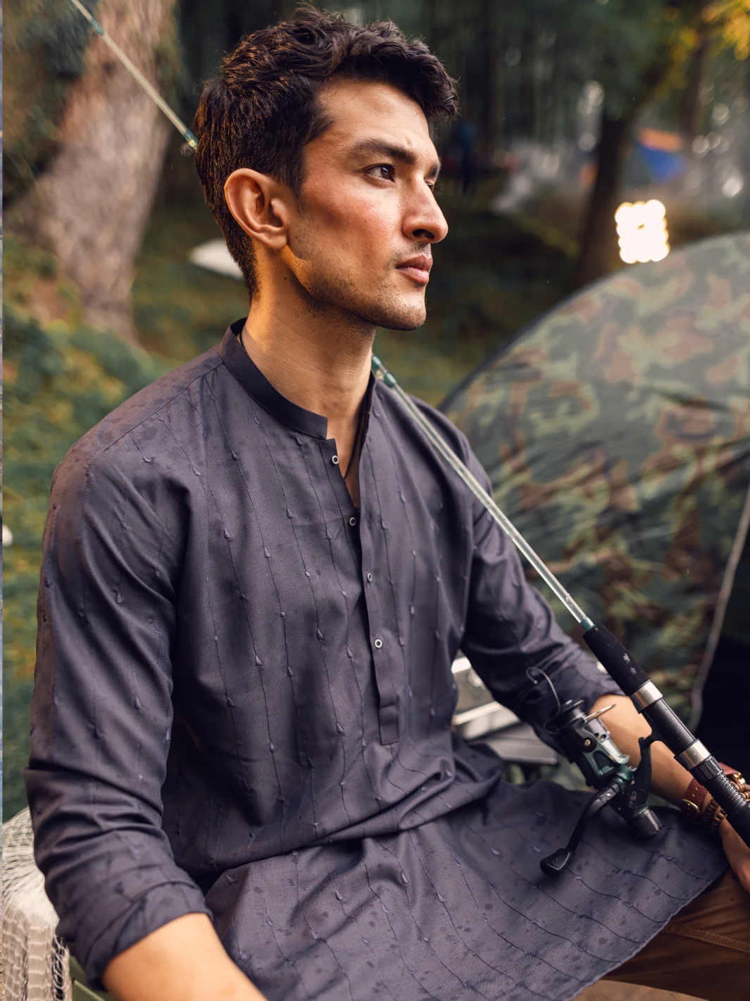 Grey Blended Kurta - AL-K-1112B - Image 4