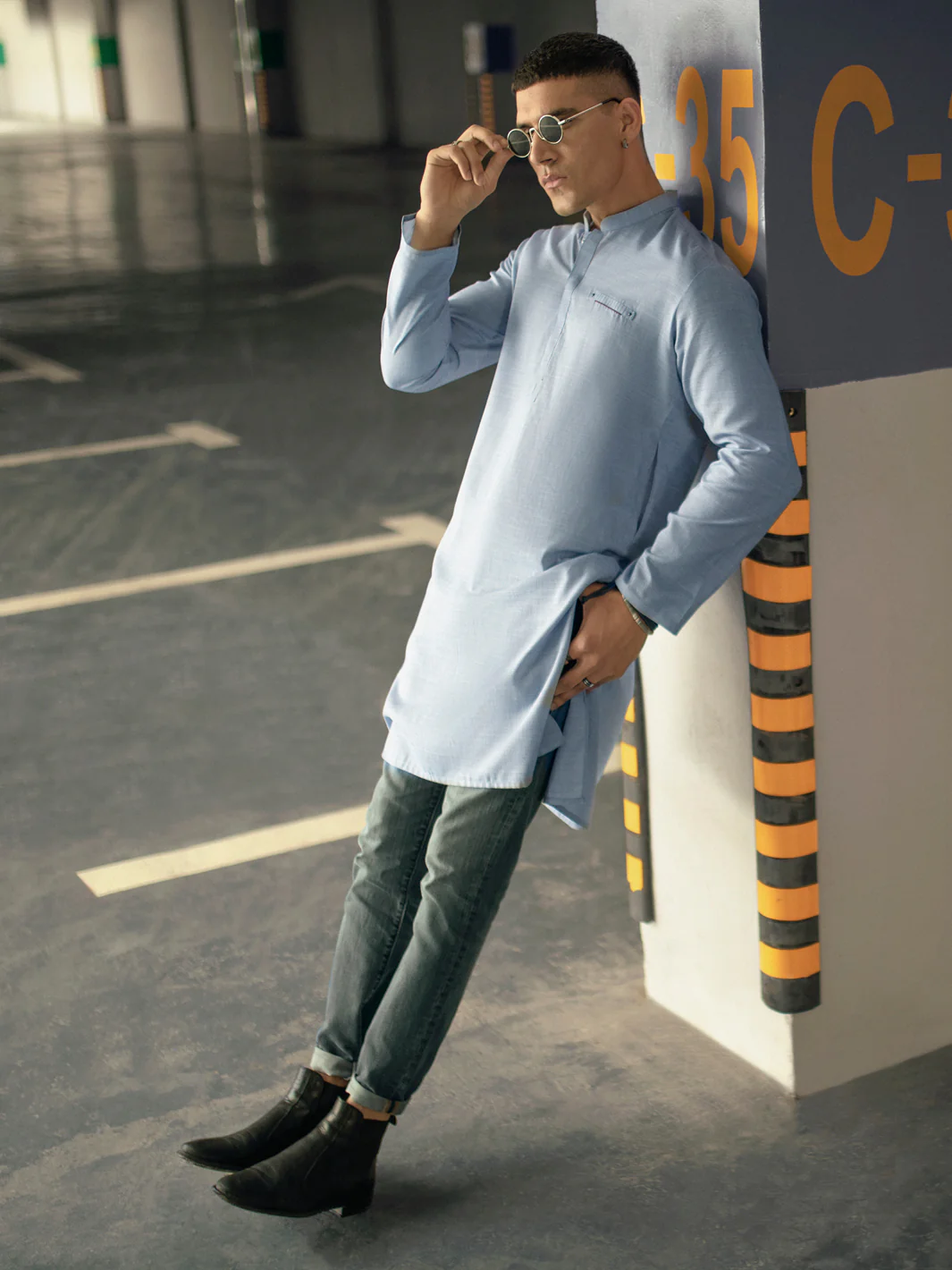 Light Blue Kurta - AL-K-1113B - Image 2